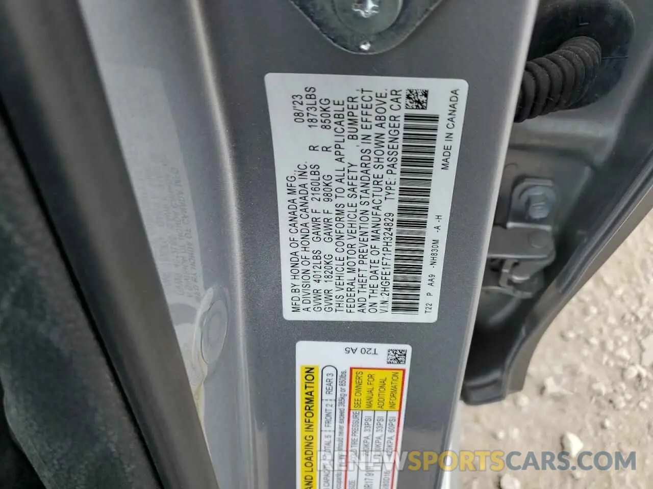 12 Photograph of a damaged car 2HGFE1F71PH324829 HONDA CIVIC 2023