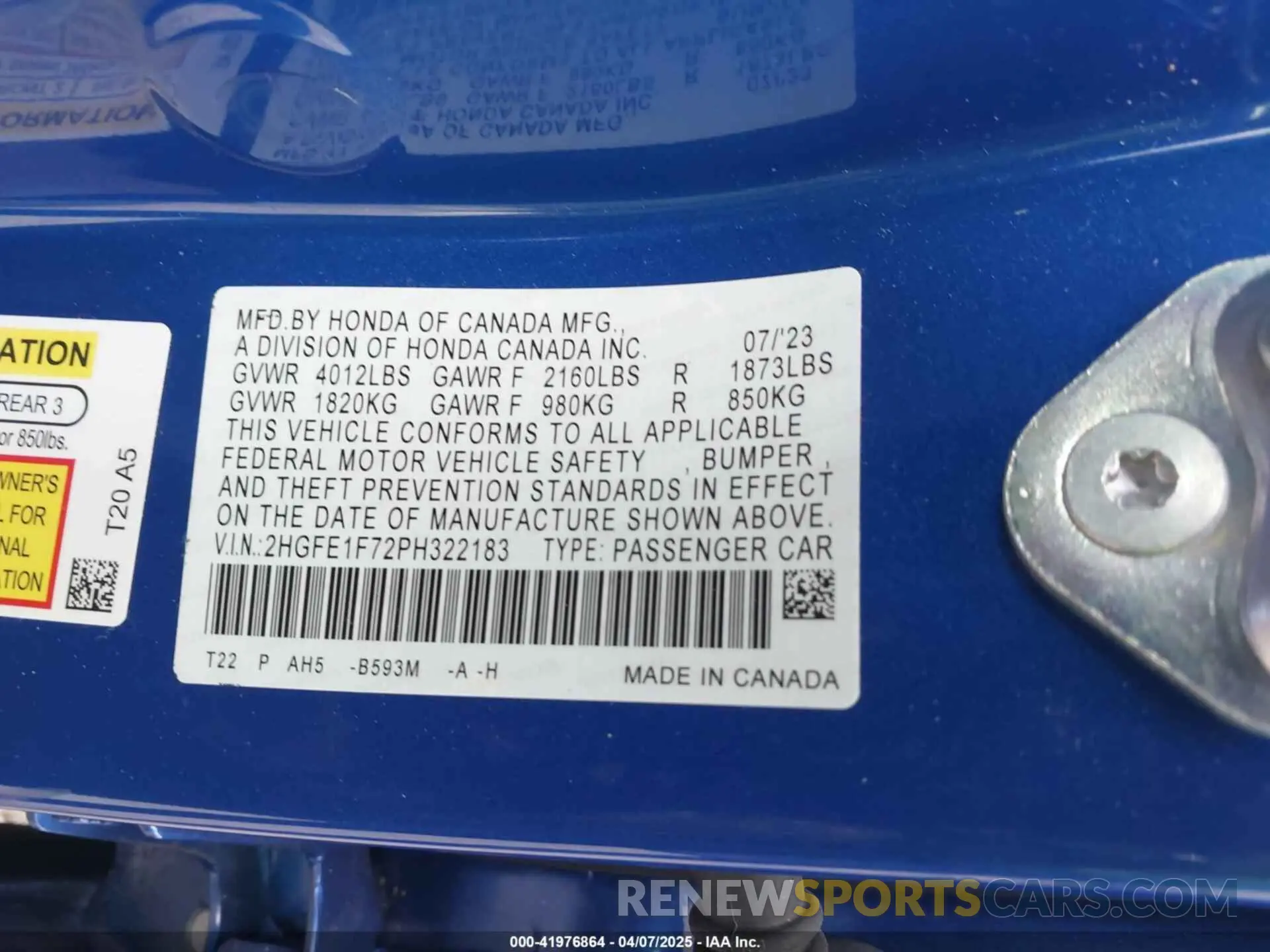 9 Photograph of a damaged car 2HGFE1F72PH322183 HONDA CIVIC 2023