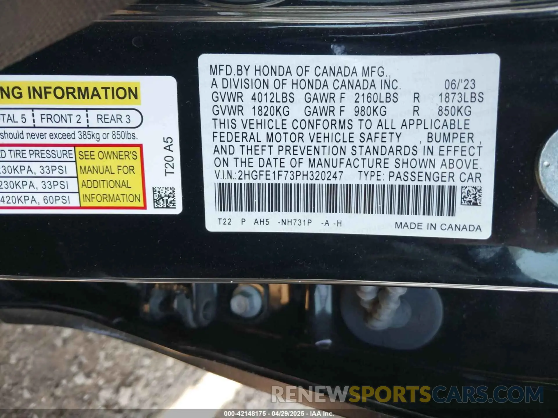 9 Photograph of a damaged car 2HGFE1F73PH320247 HONDA CIVIC 2023