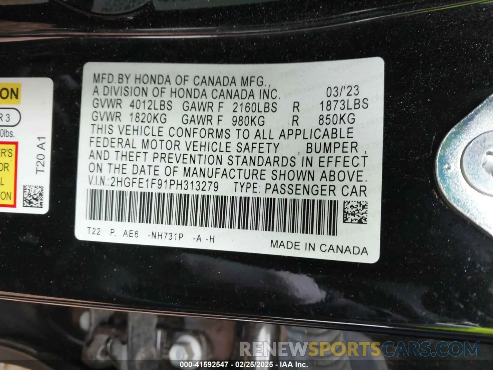 9 Photograph of a damaged car 2HGFE1F91PH313279 HONDA CIVIC 2023