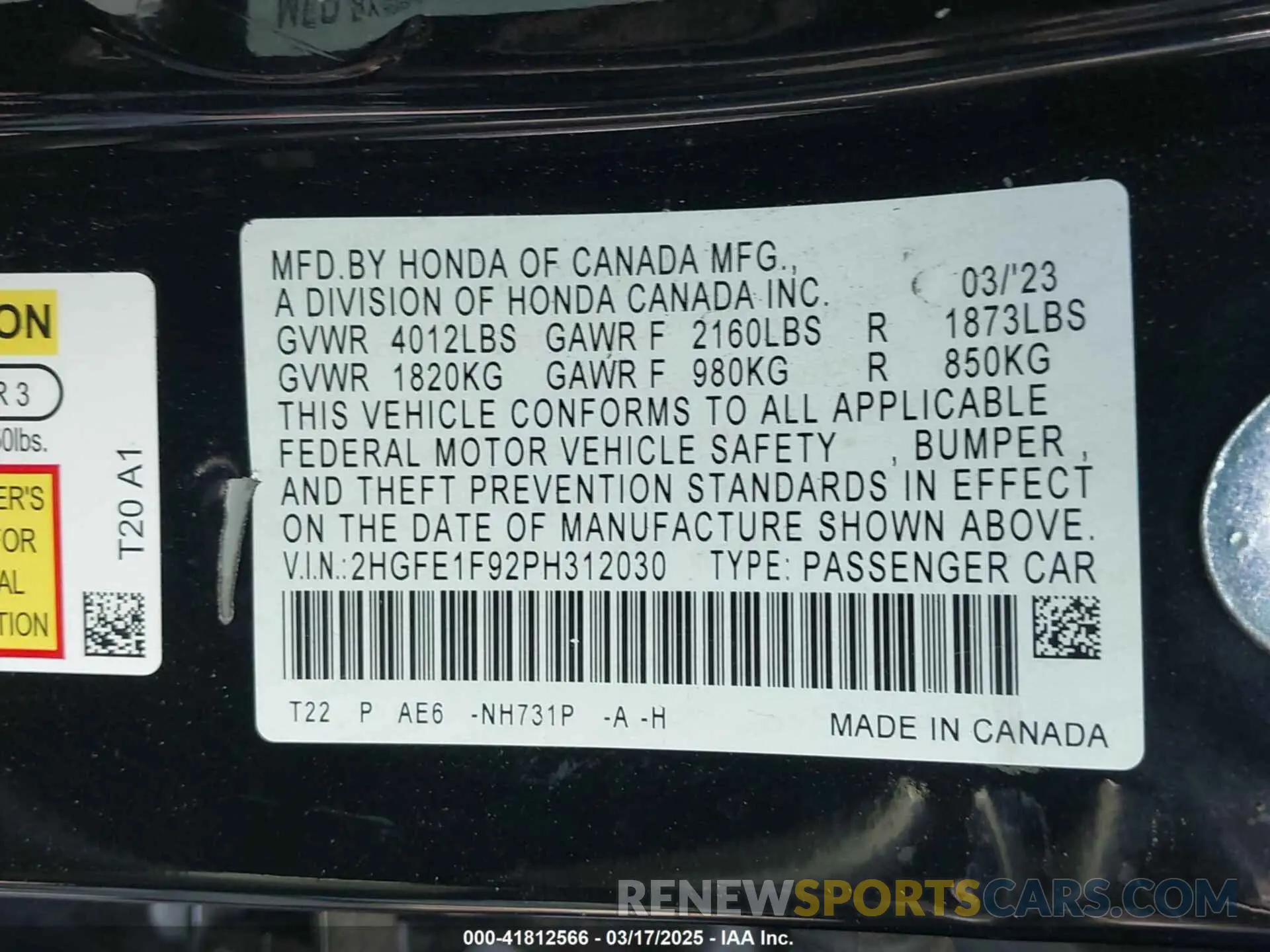 9 Photograph of a damaged car 2HGFE1F92PH312030 HONDA CIVIC 2023