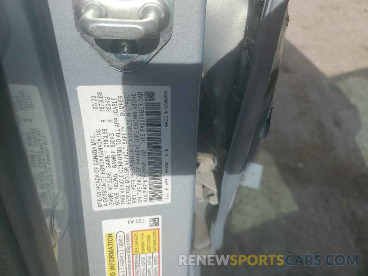 12 Photograph of a damaged car 2HGFE1F93PH307483 HONDA CIVIC 2023