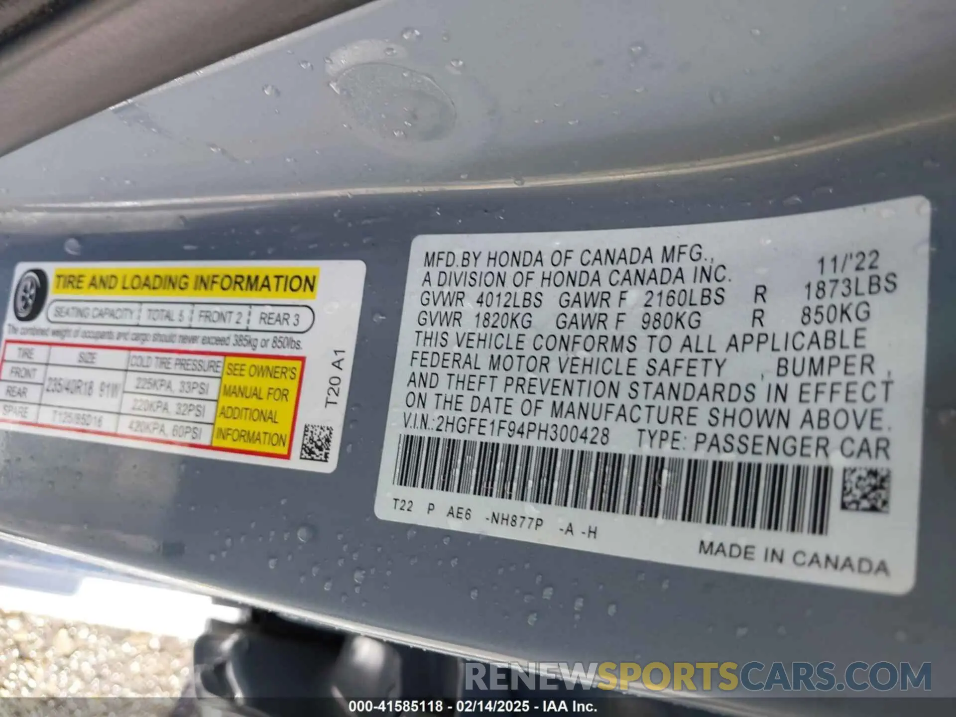 9 Photograph of a damaged car 2HGFE1F94PH300428 HONDA CIVIC 2023
