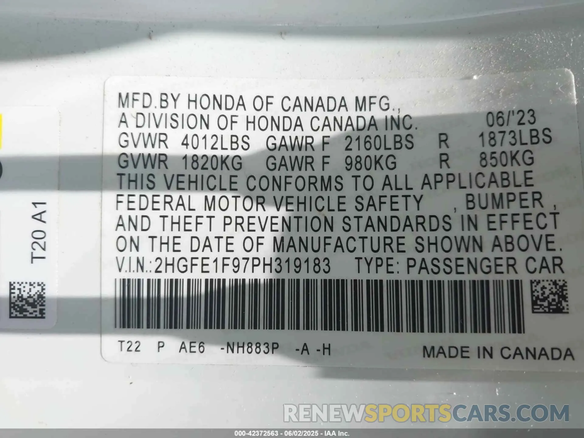 9 Photograph of a damaged car 2HGFE1F97PH319183 HONDA CIVIC 2023