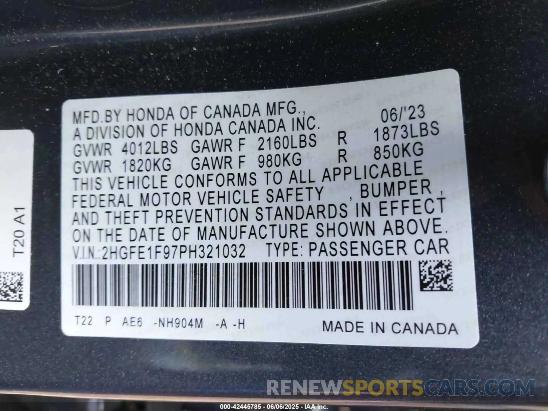 9 Photograph of a damaged car 2HGFE1F97PH321032 HONDA CIVIC 2023