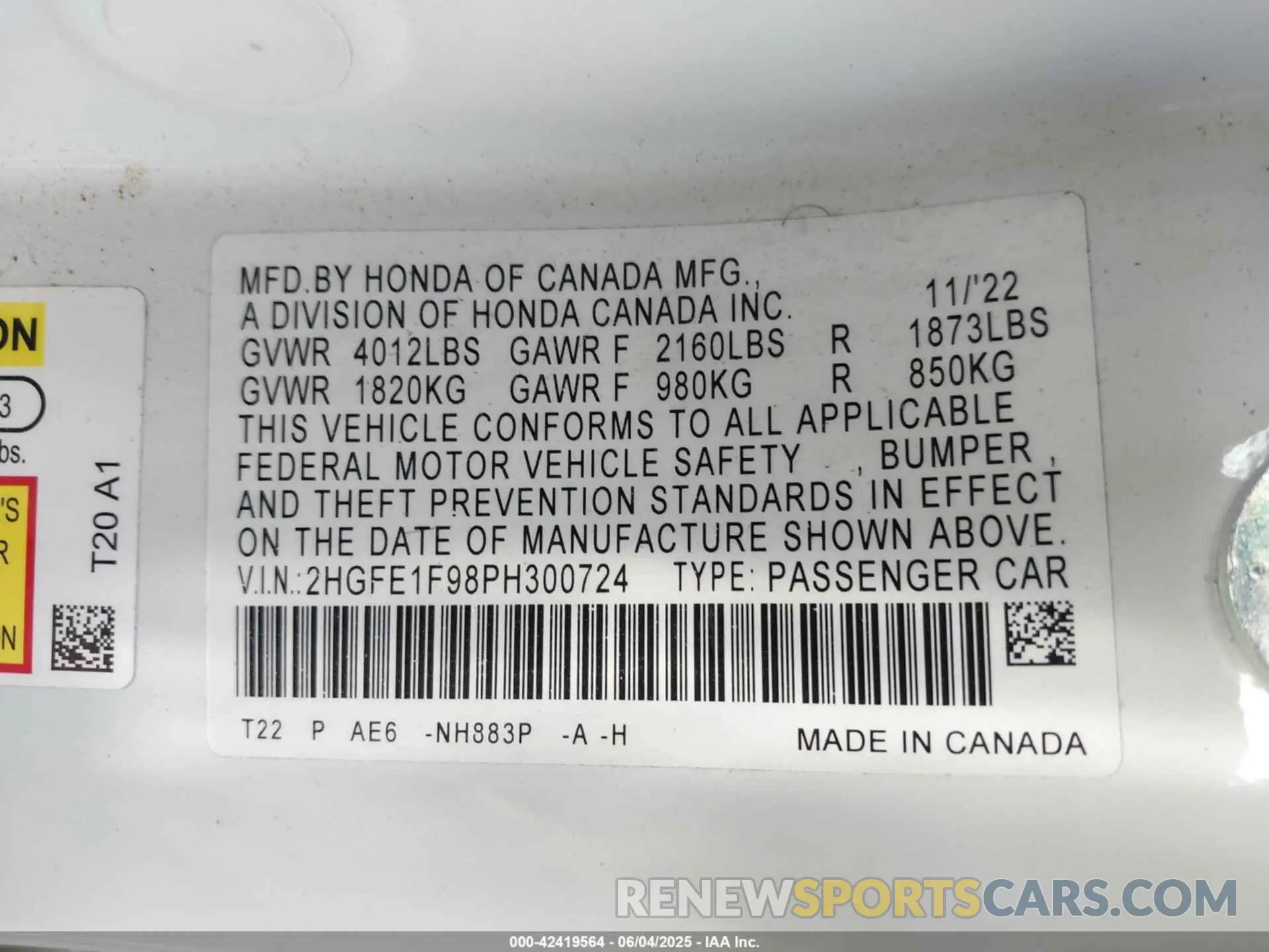 9 Photograph of a damaged car 2HGFE1F98PH300724 HONDA CIVIC 2023