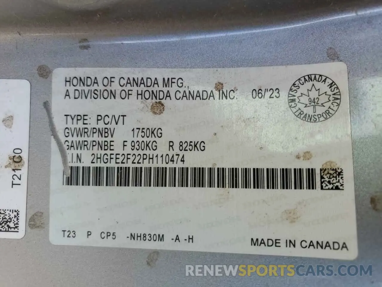 13 Photograph of a damaged car 2HGFE2F22PH110474 HONDA CIVIC 2023