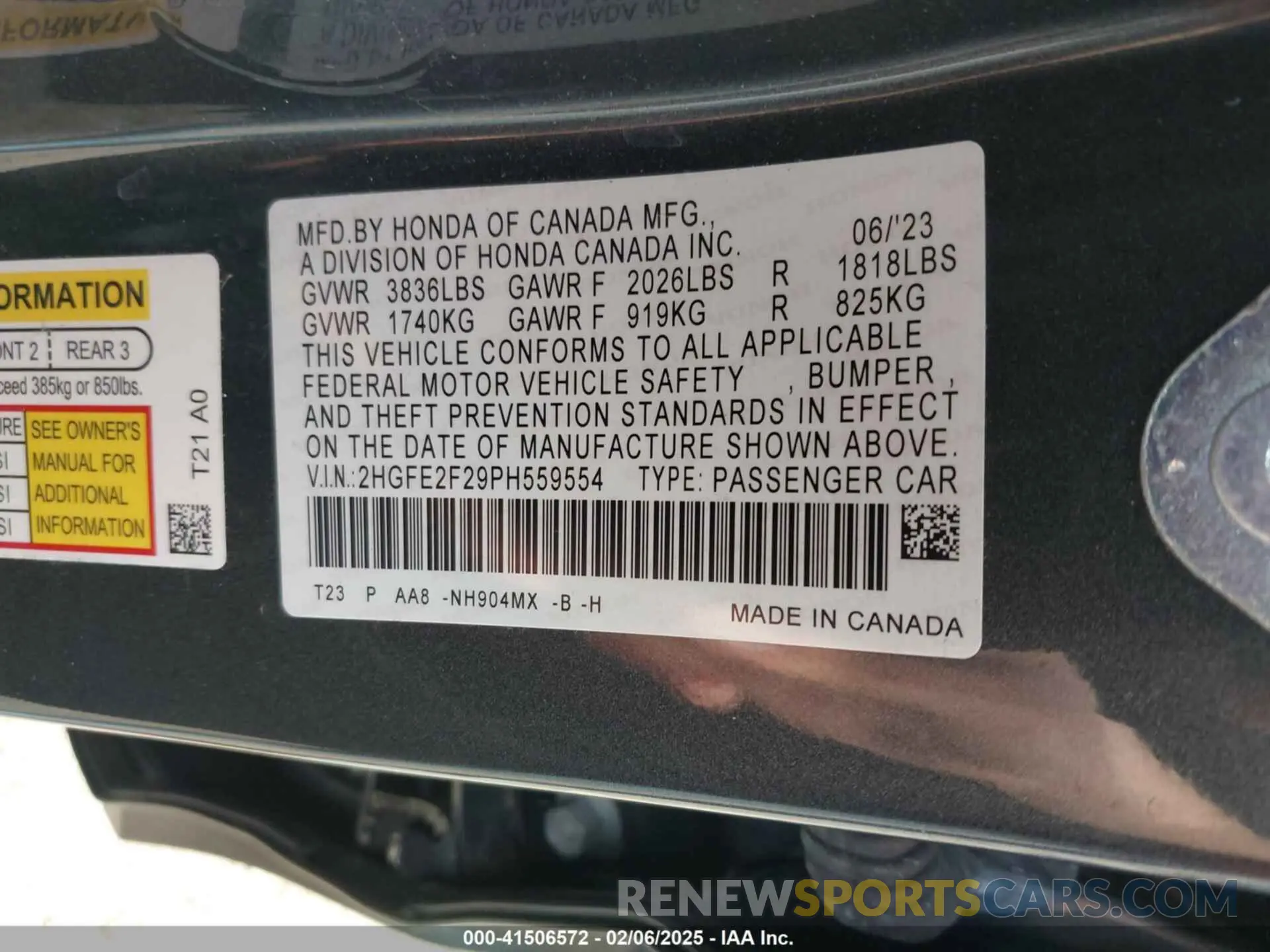 9 Photograph of a damaged car 2HGFE2F29PH559554 HONDA CIVIC 2023