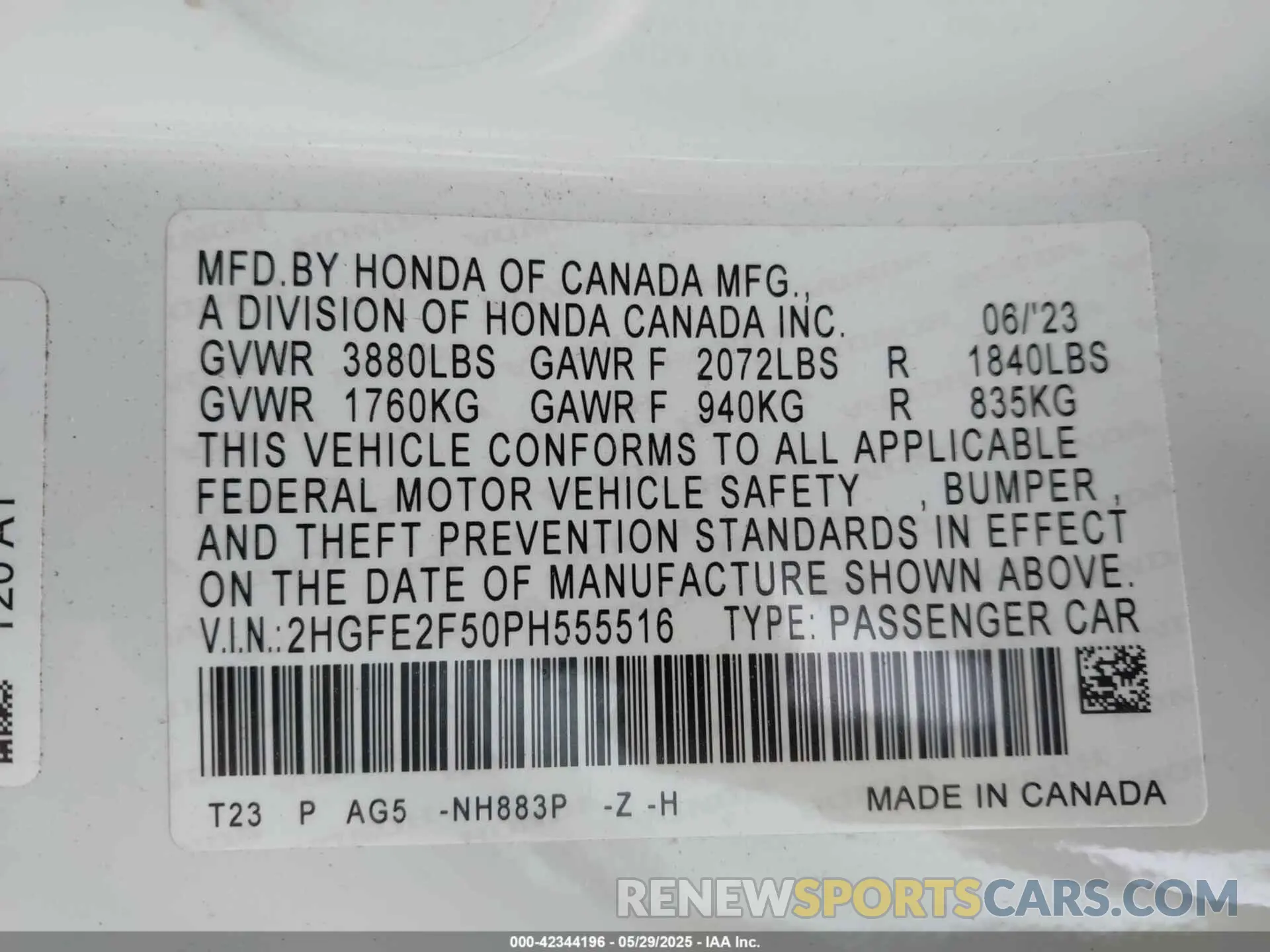 9 Photograph of a damaged car 2HGFE2F50PH555516 HONDA CIVIC 2023