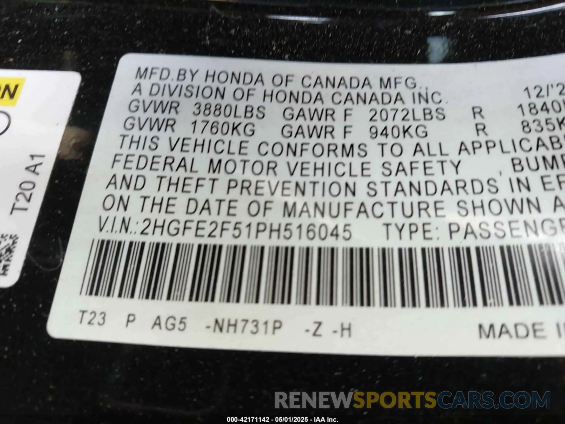 9 Photograph of a damaged car 2HGFE2F51PH516045 HONDA CIVIC 2023