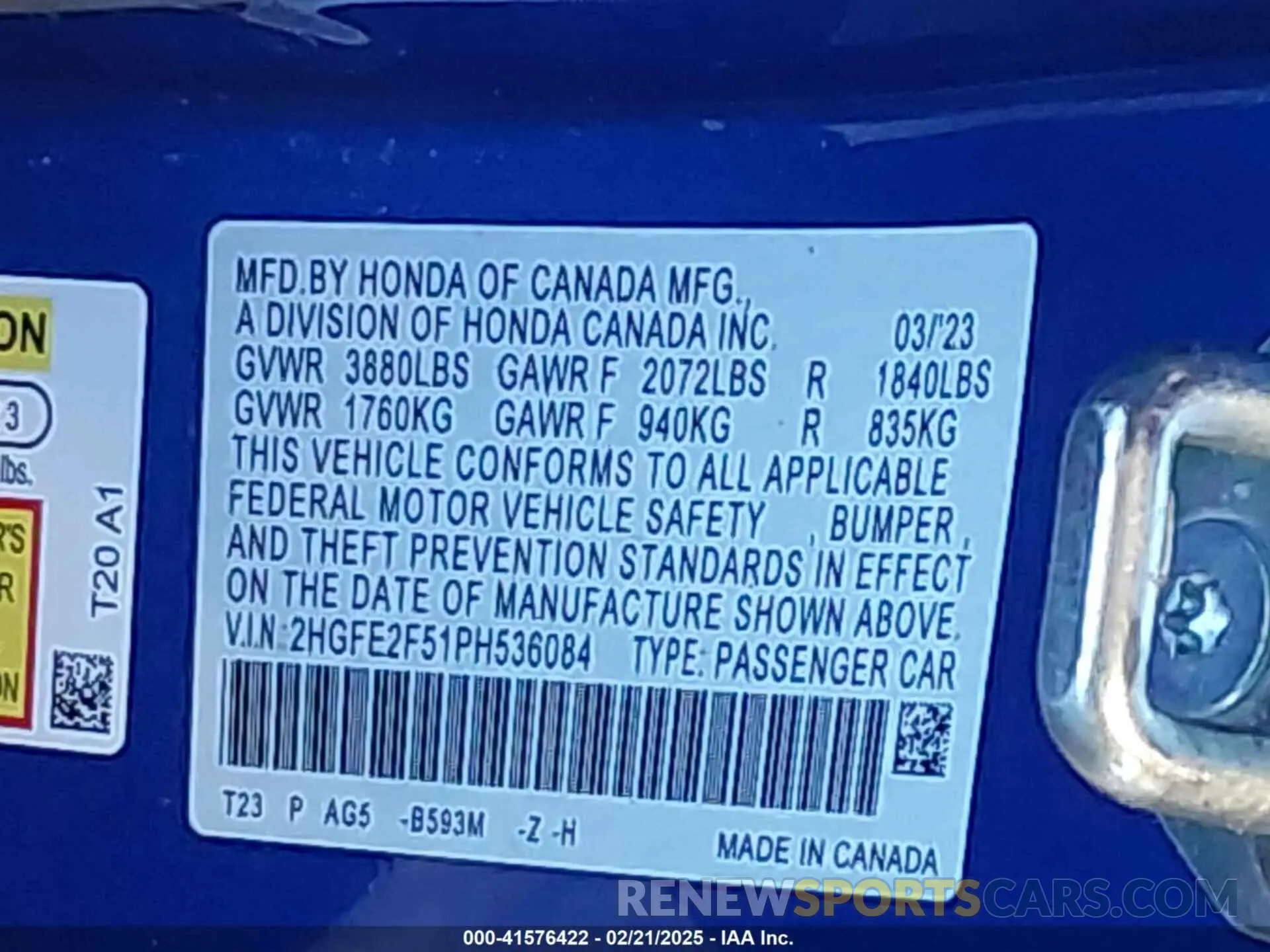 9 Photograph of a damaged car 2HGFE2F51PH536084 HONDA CIVIC 2023