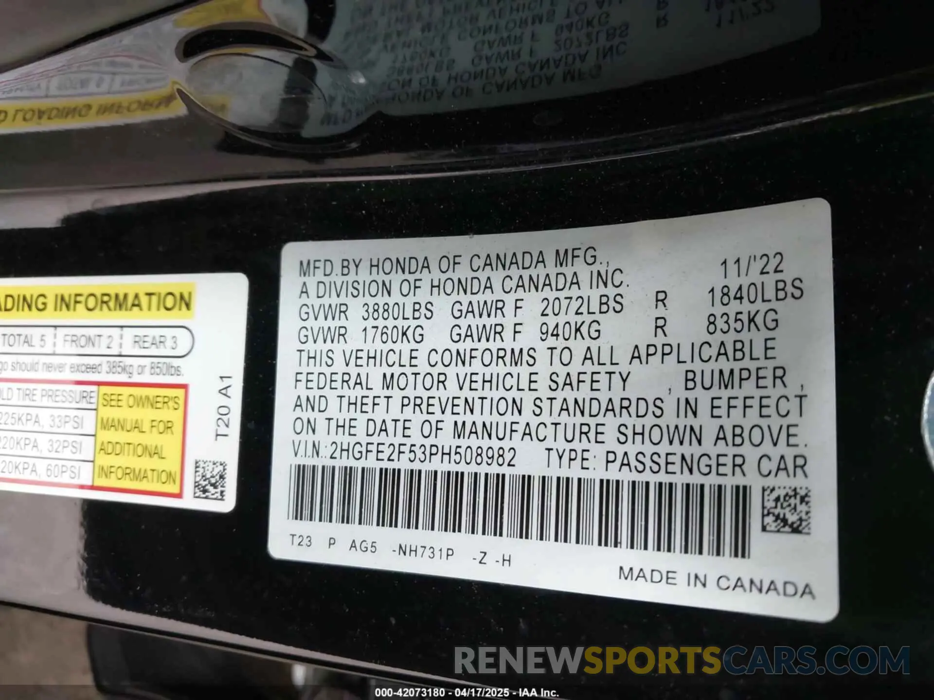 9 Photograph of a damaged car 2HGFE2F53PH508982 HONDA CIVIC 2023