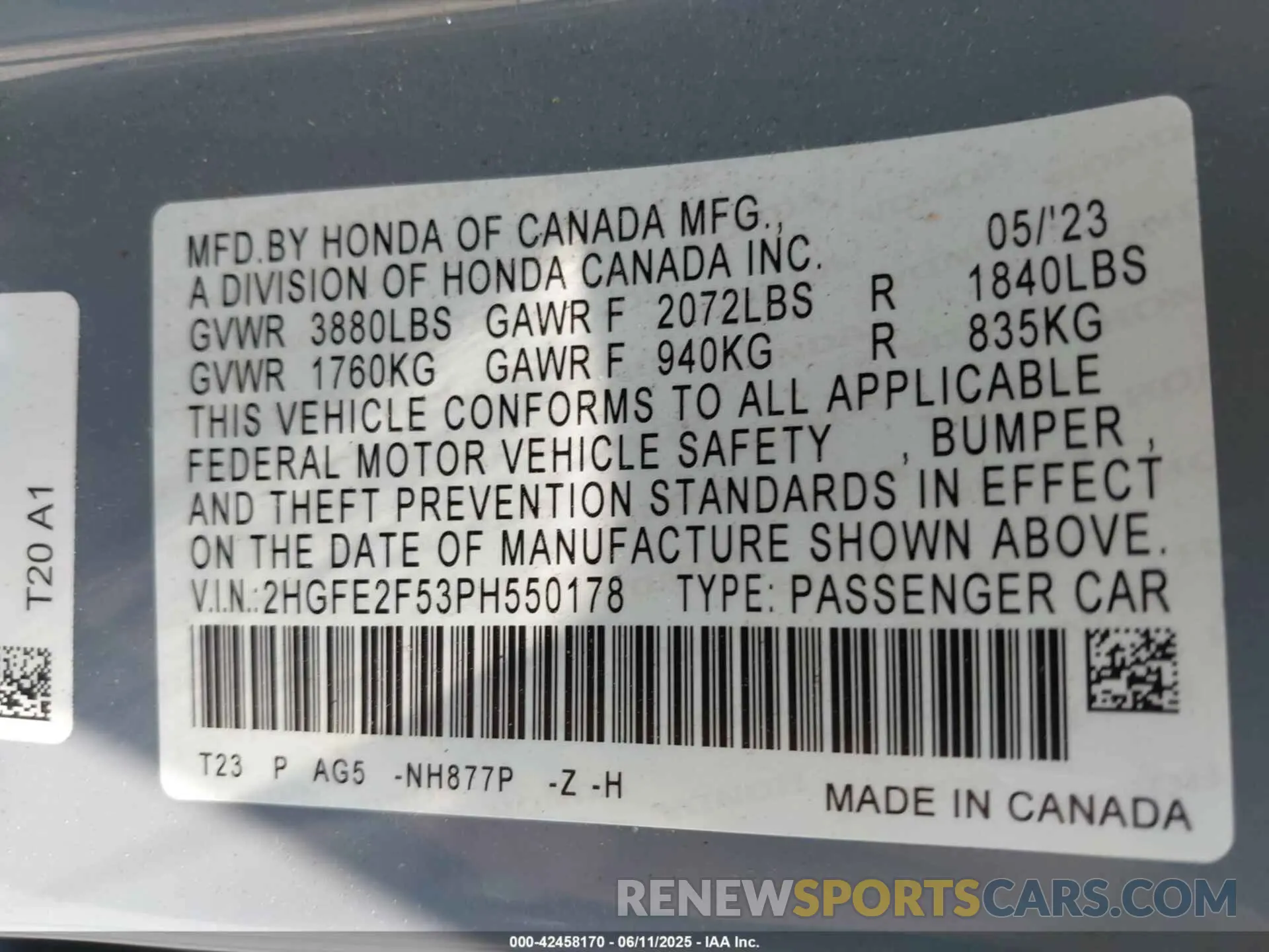 9 Photograph of a damaged car 2HGFE2F53PH550178 HONDA CIVIC 2023