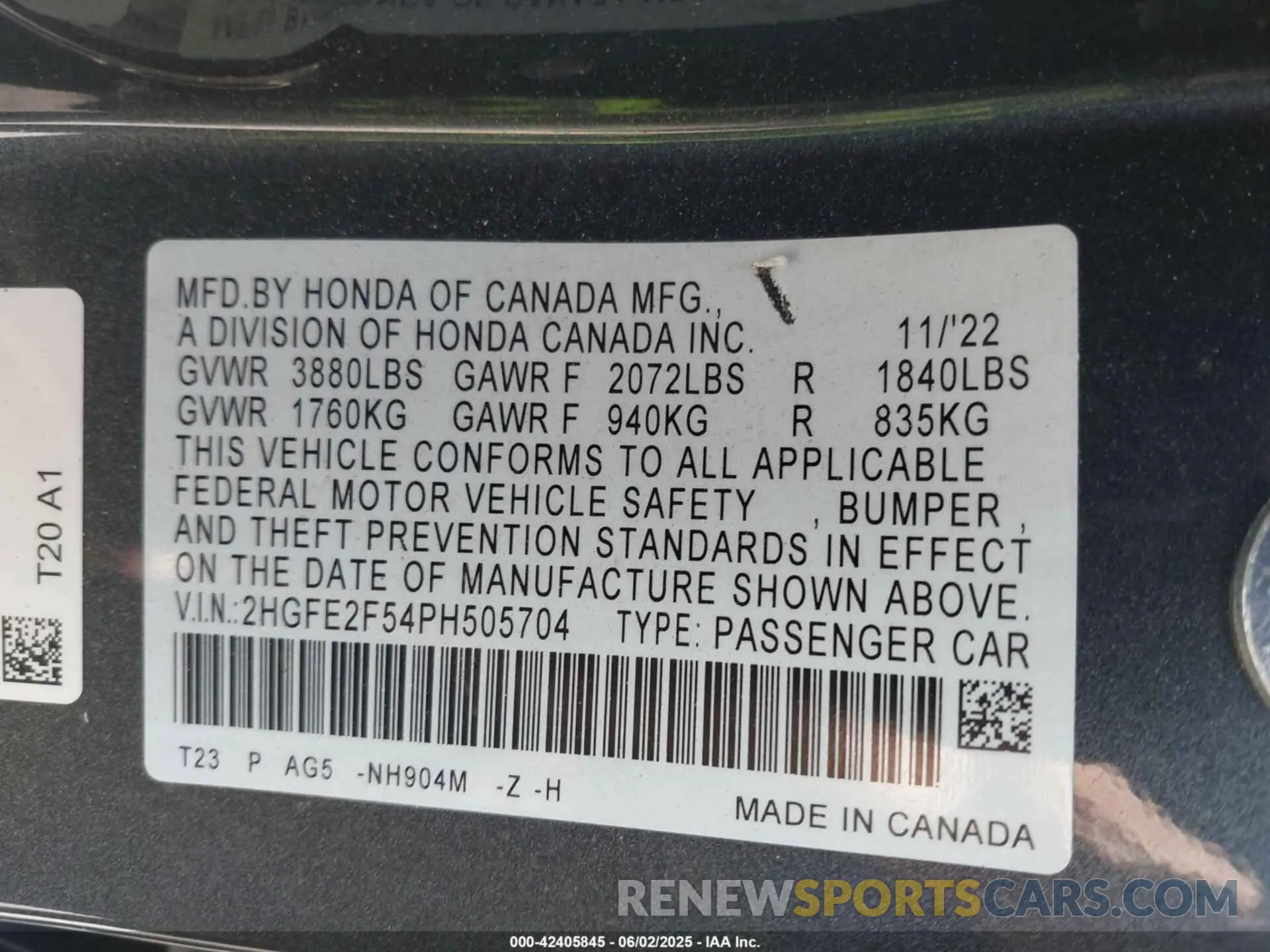 9 Photograph of a damaged car 2HGFE2F54PH505704 HONDA CIVIC 2023