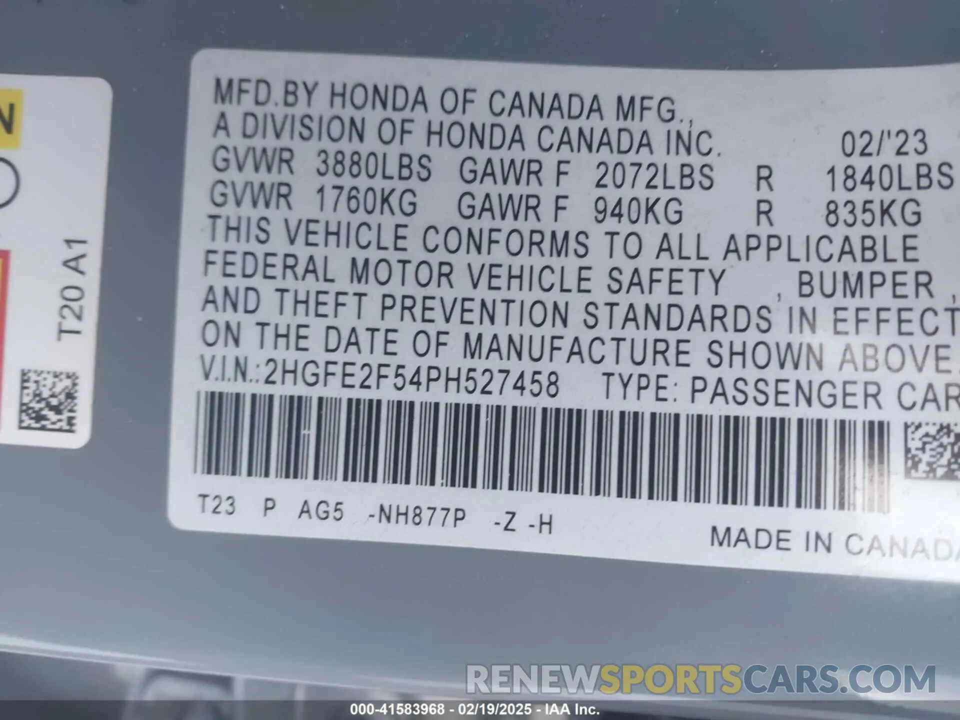 9 Photograph of a damaged car 2HGFE2F54PH527458 HONDA CIVIC 2023
