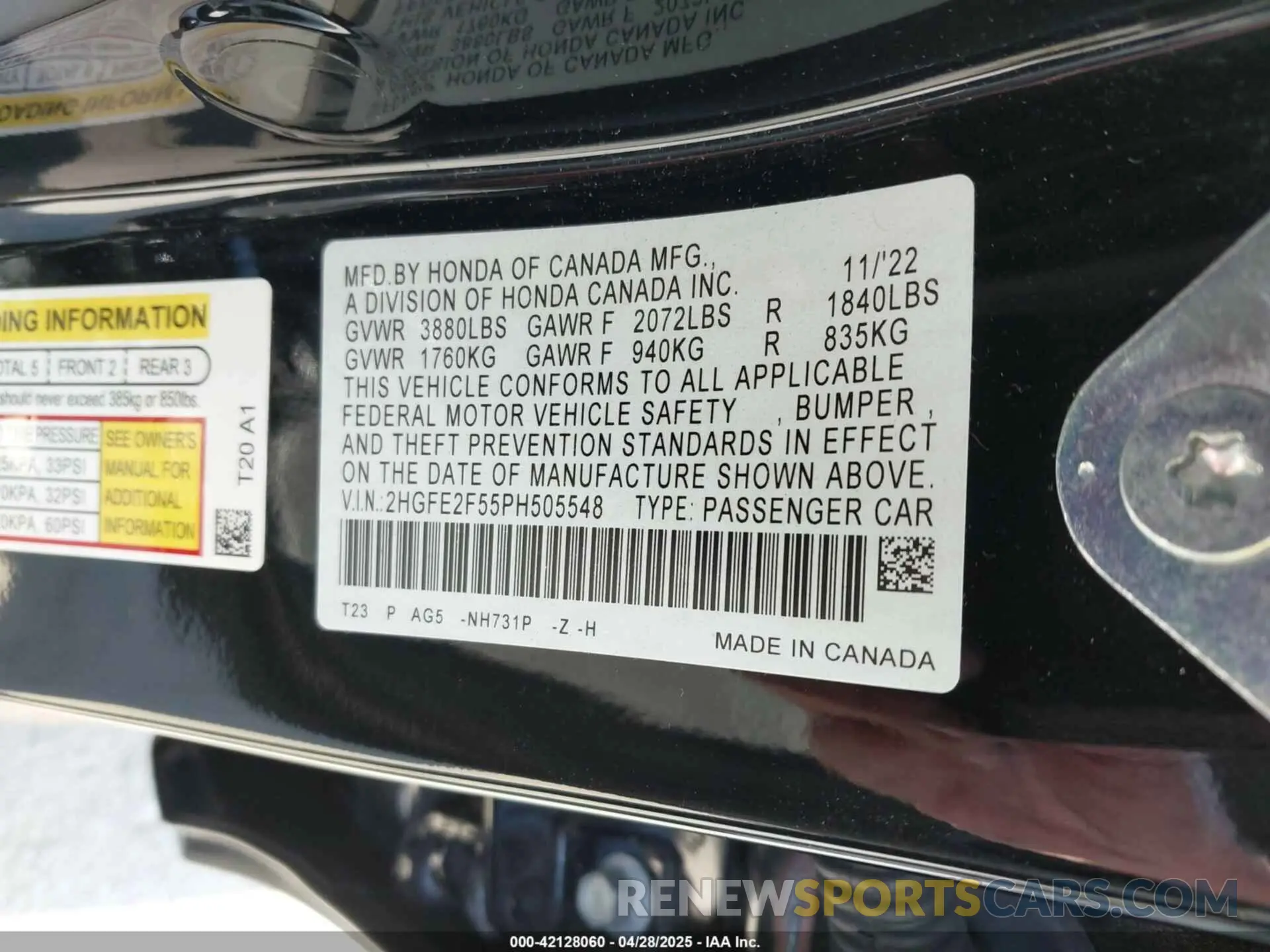 9 Photograph of a damaged car 2HGFE2F55PH505548 HONDA CIVIC 2023