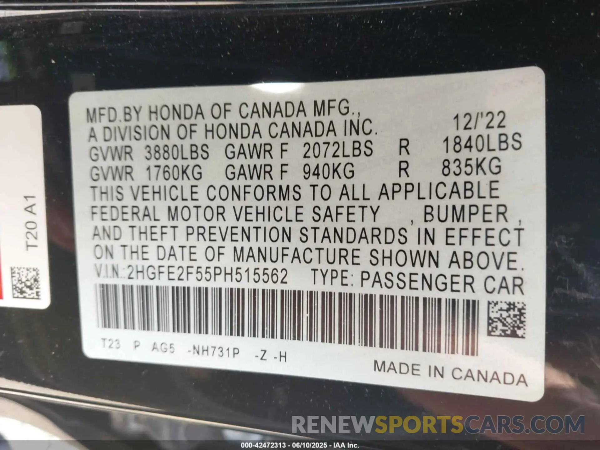 9 Photograph of a damaged car 2HGFE2F55PH515562 HONDA CIVIC 2023