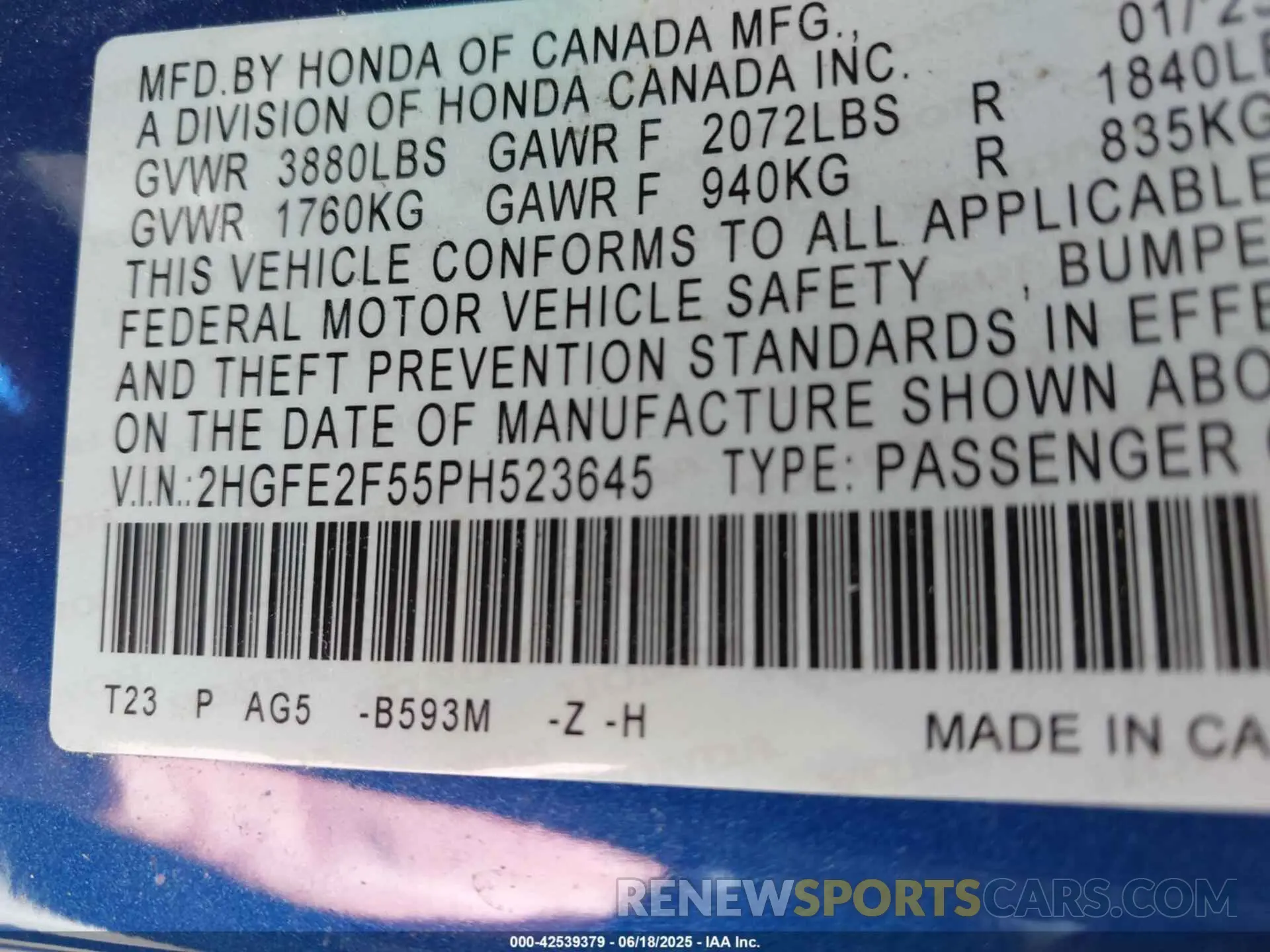 9 Photograph of a damaged car 2HGFE2F55PH523645 HONDA CIVIC 2023