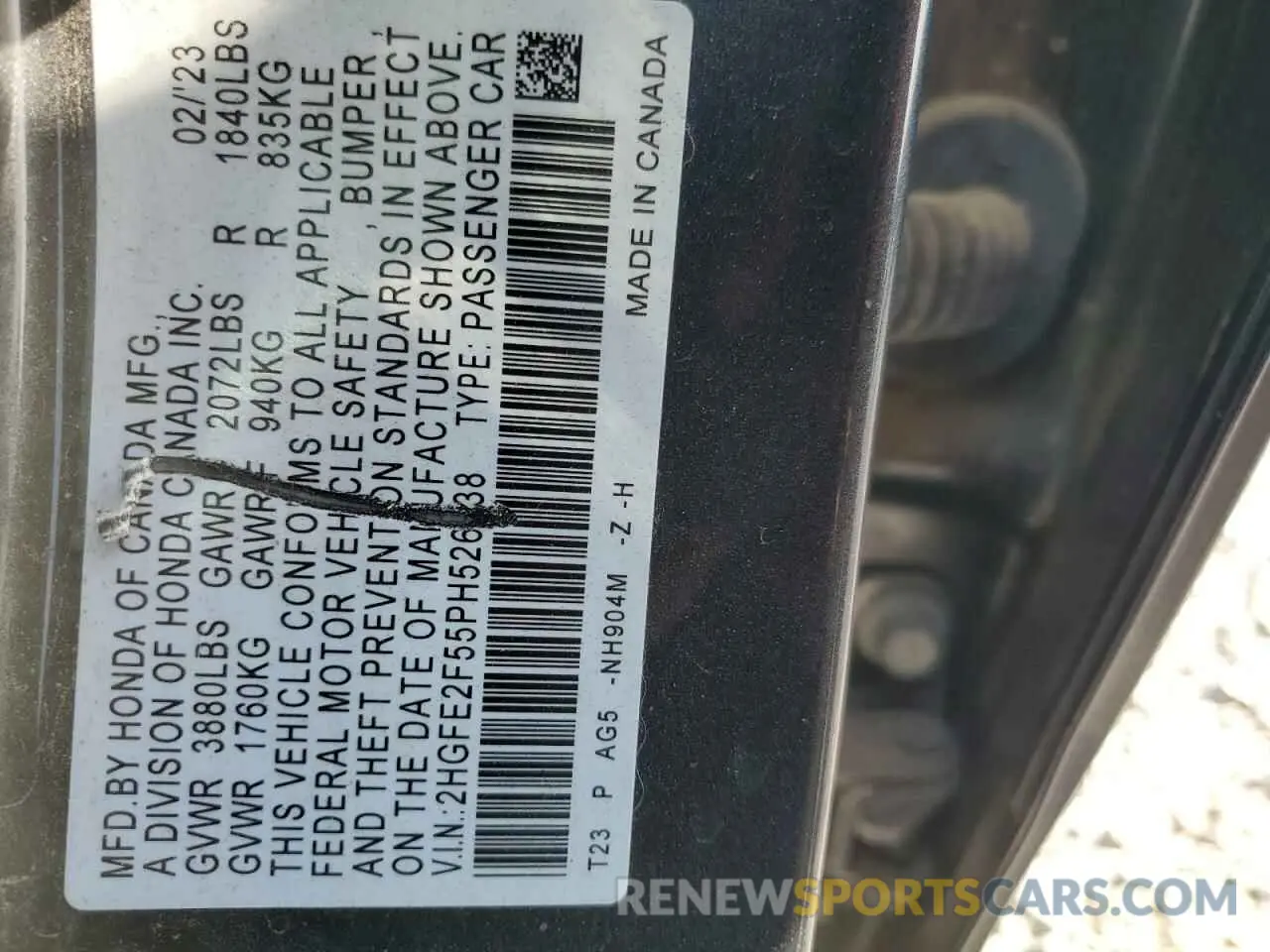 12 Photograph of a damaged car 2HGFE2F55PH526738 HONDA CIVIC 2023