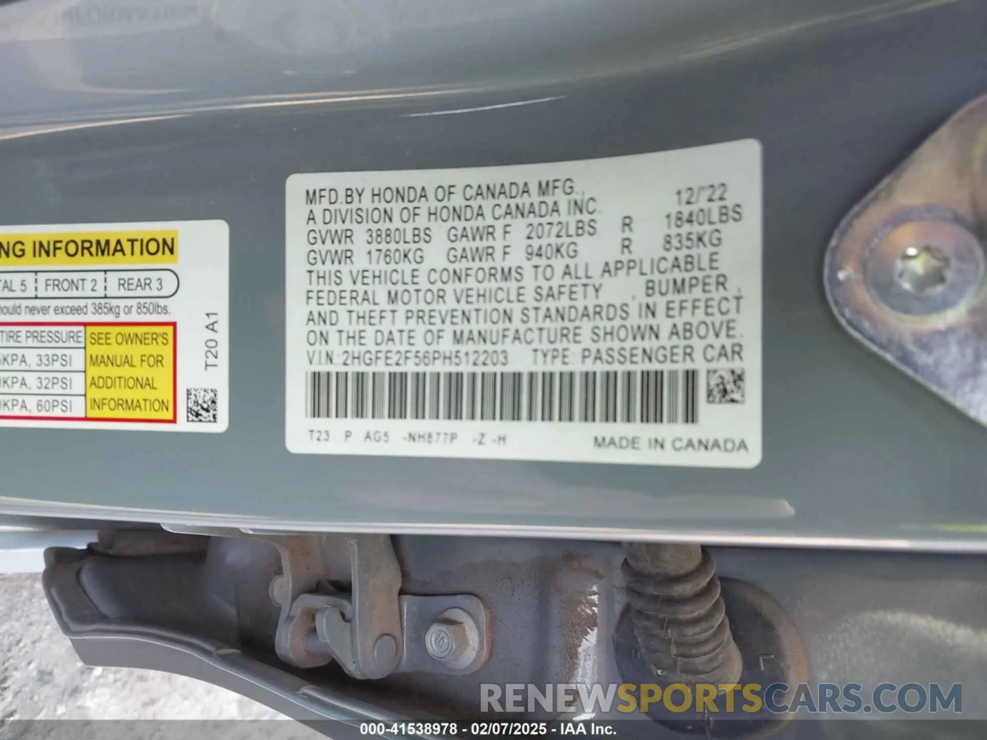 9 Photograph of a damaged car 2HGFE2F56PH512203 HONDA CIVIC 2023