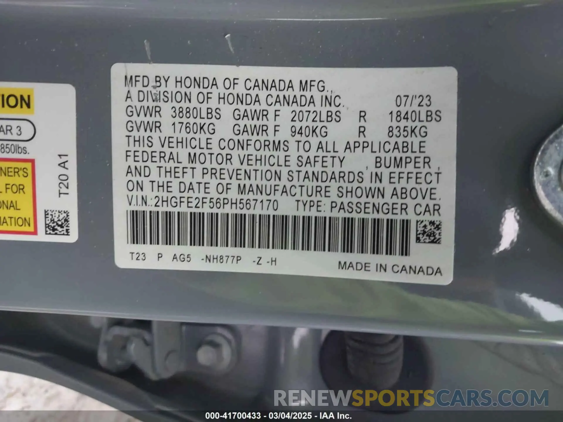 9 Photograph of a damaged car 2HGFE2F56PH567170 HONDA CIVIC 2023