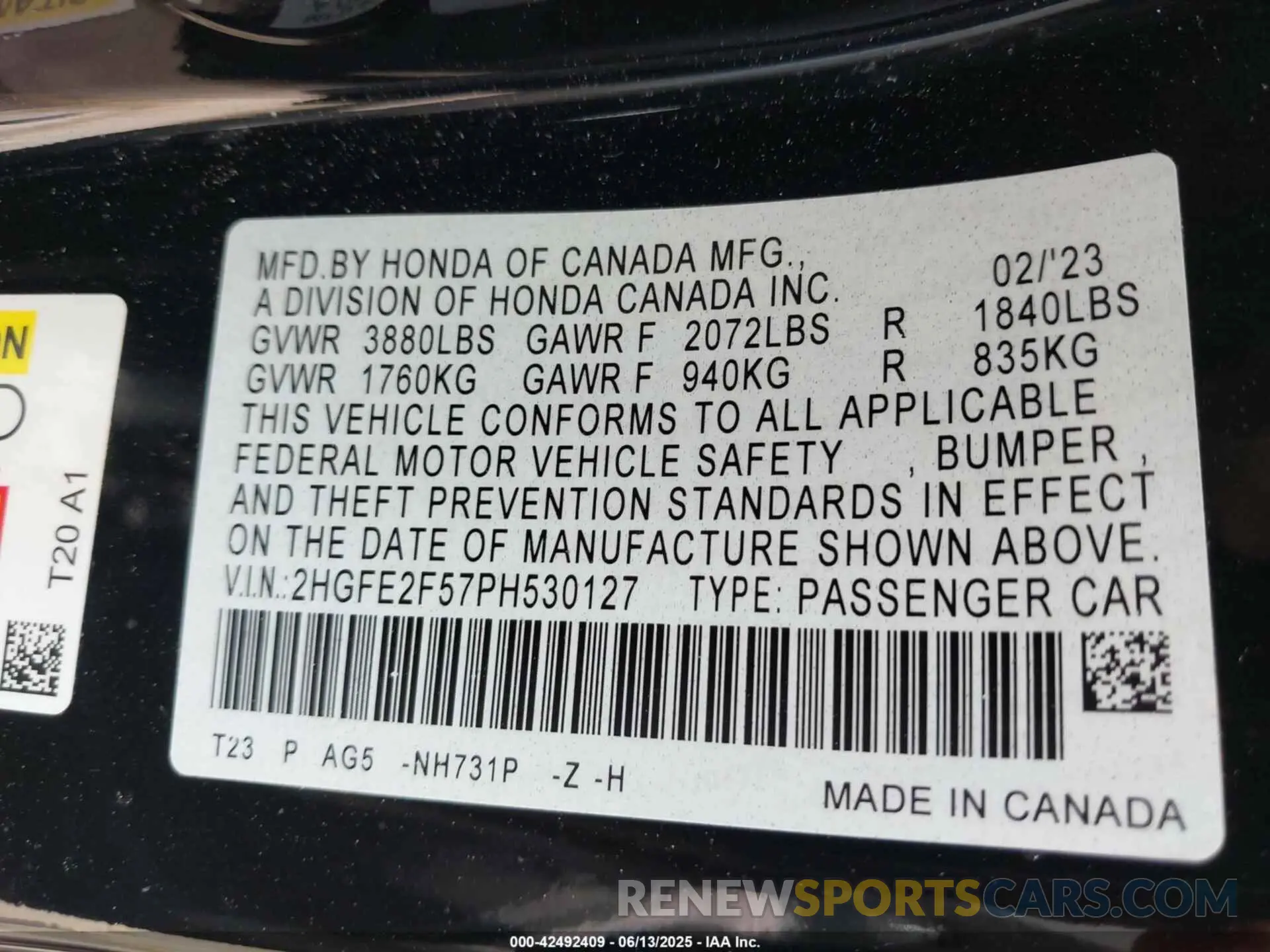 9 Photograph of a damaged car 2HGFE2F57PH530127 HONDA CIVIC 2023