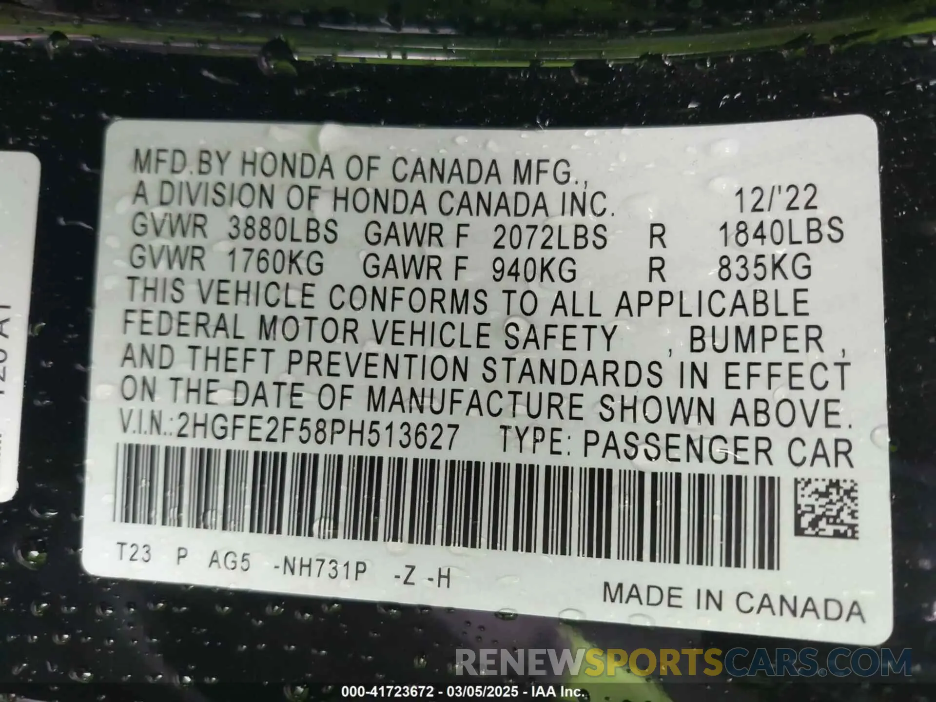 9 Photograph of a damaged car 2HGFE2F58PH513627 HONDA CIVIC 2023