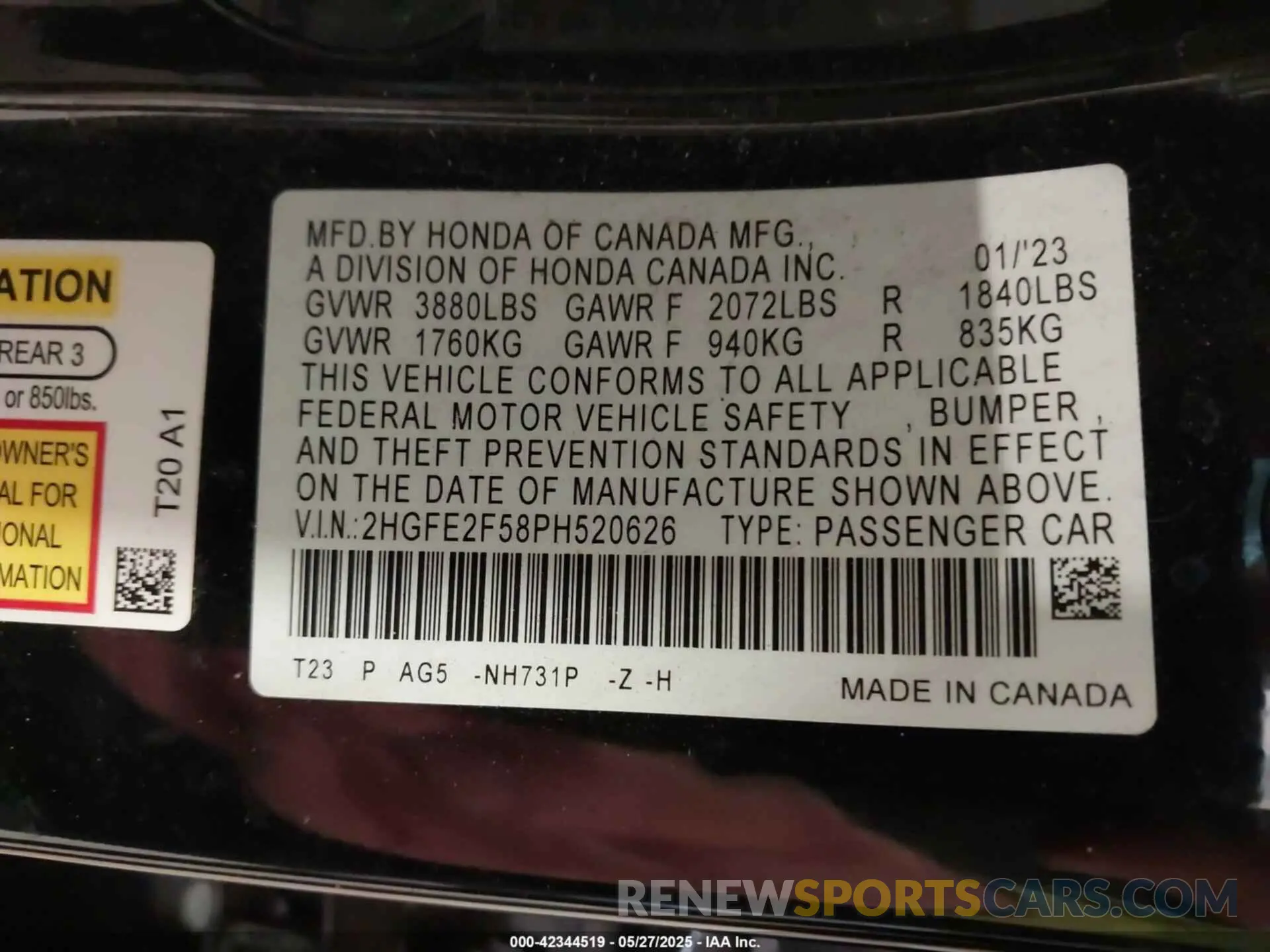 9 Photograph of a damaged car 2HGFE2F58PH520626 HONDA CIVIC 2023
