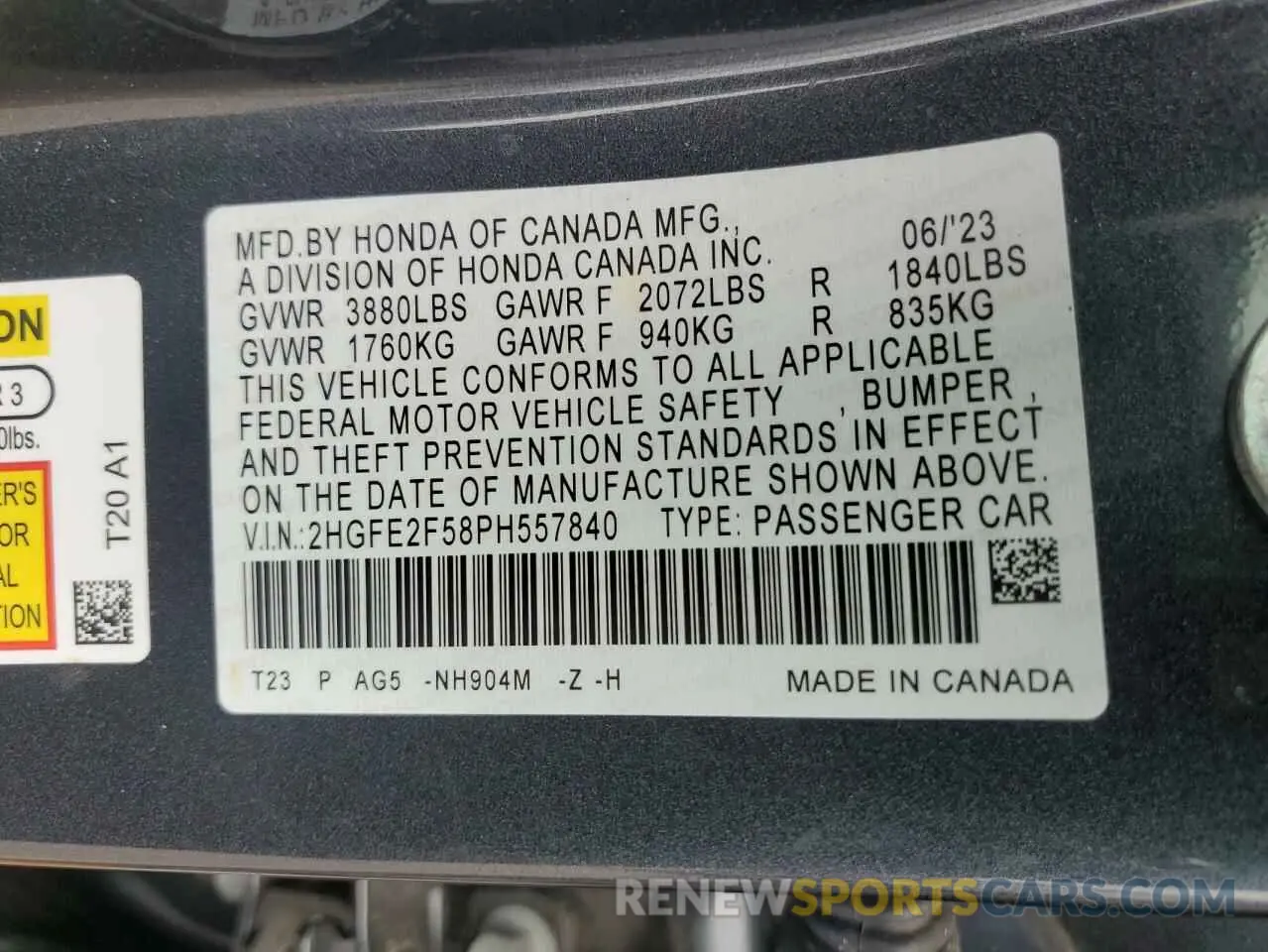 12 Photograph of a damaged car 2HGFE2F58PH557840 HONDA CIVIC 2023