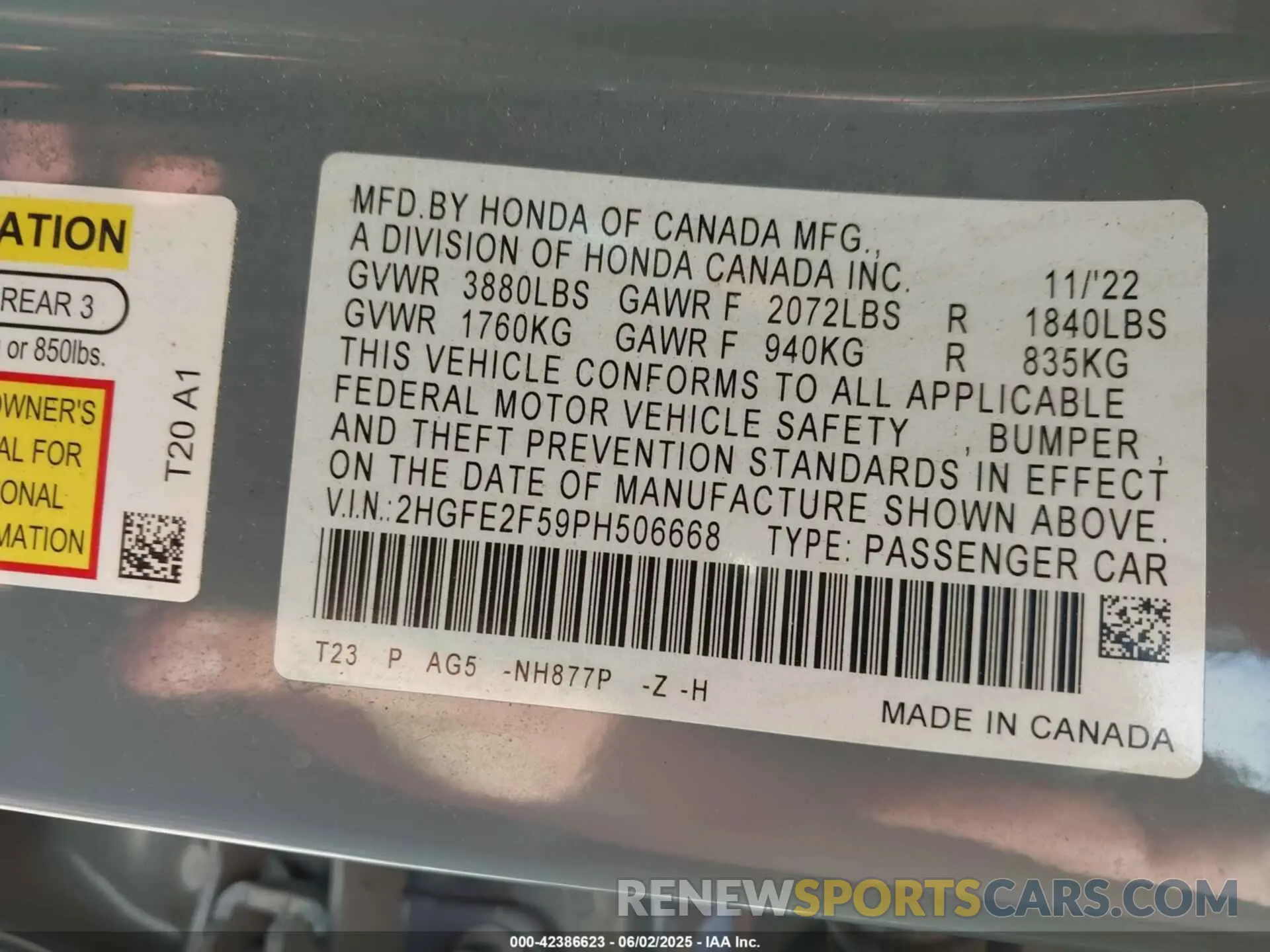 9 Photograph of a damaged car 2HGFE2F59PH506668 HONDA CIVIC 2023
