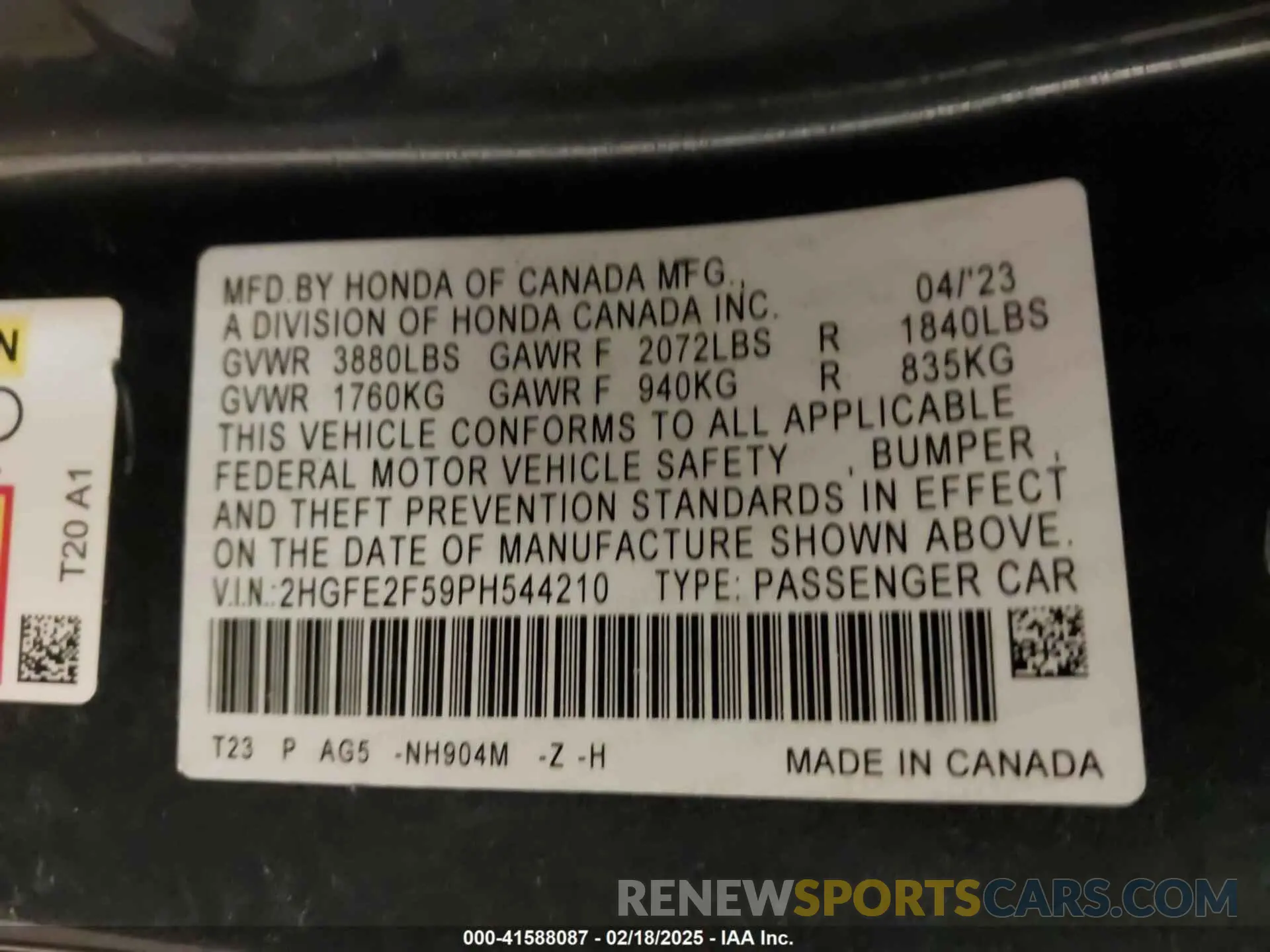 9 Photograph of a damaged car 2HGFE2F59PH544210 HONDA CIVIC 2023