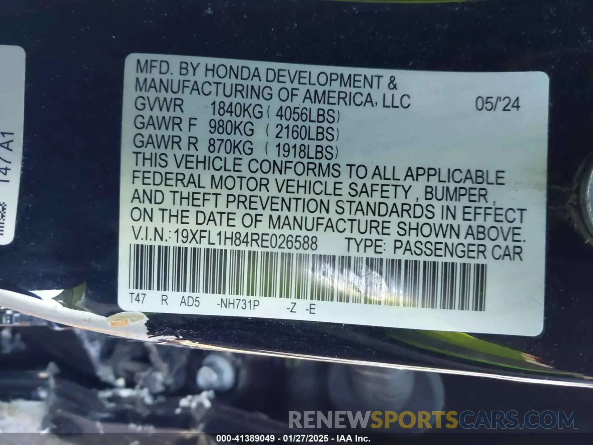 9 Photograph of a damaged car 19XFL1H84RE026588 HONDA CIVIC 2024