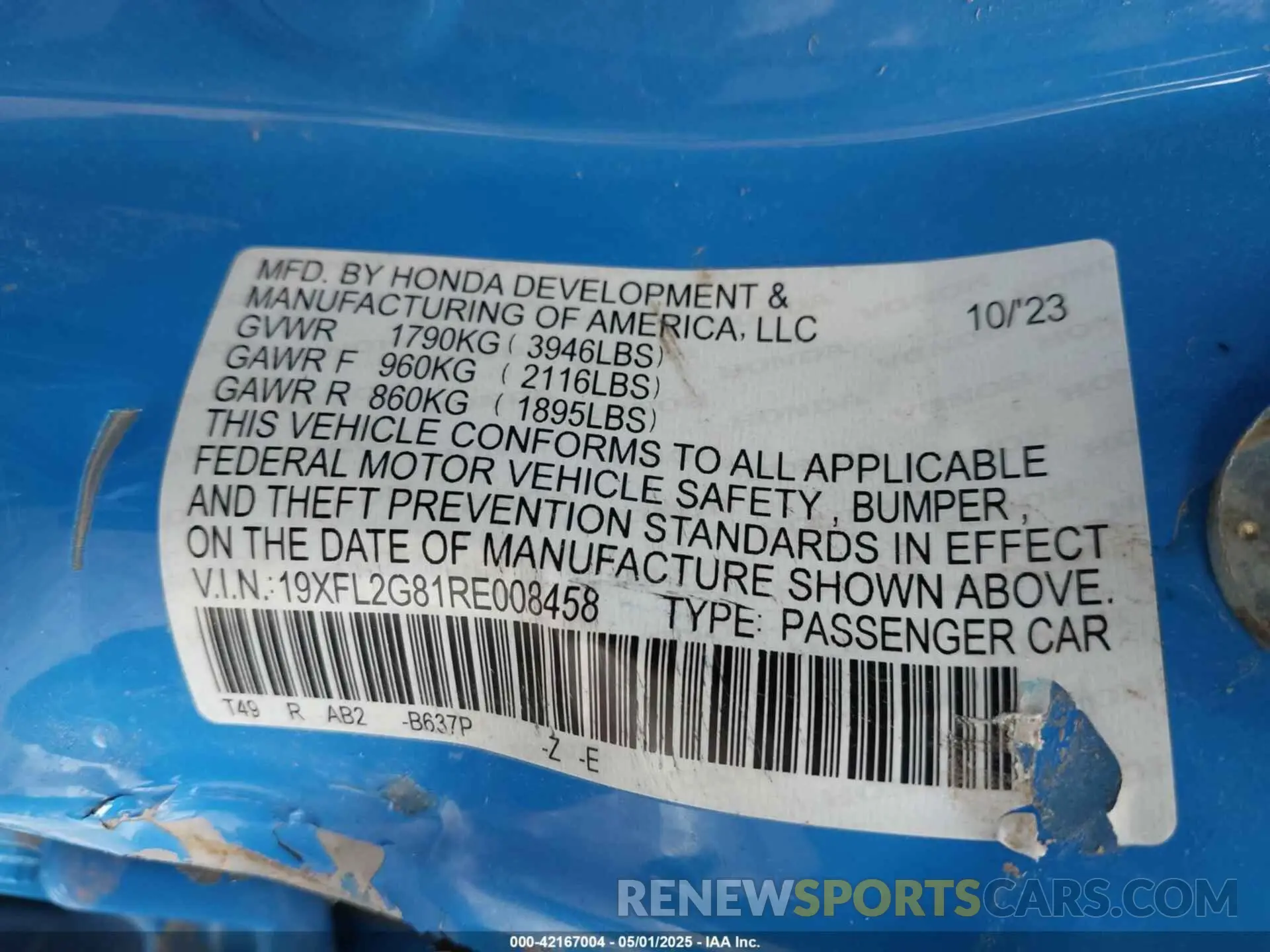 9 Photograph of a damaged car 19XFL2G81RE008458 HONDA CIVIC 2024