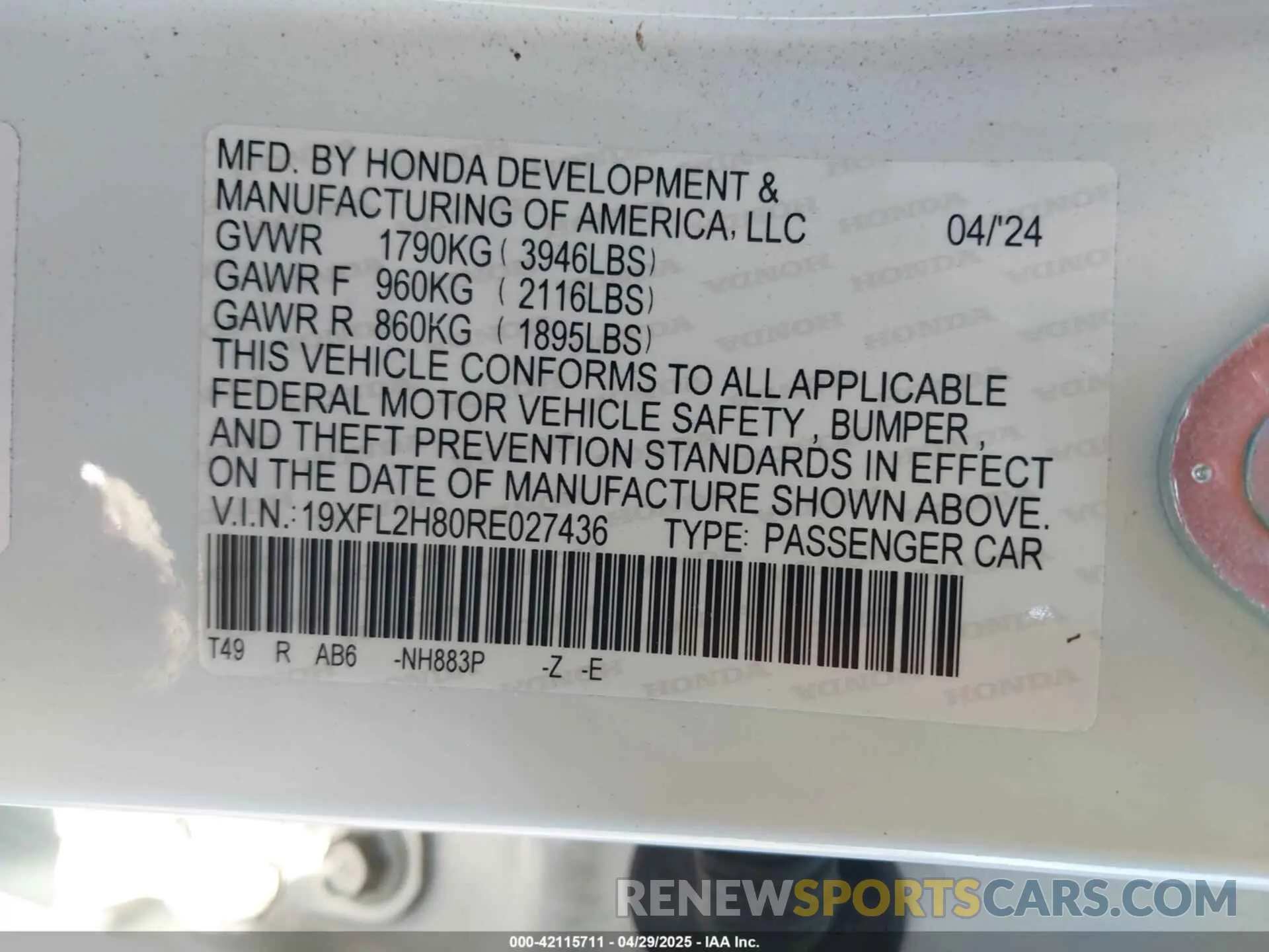 9 Photograph of a damaged car 19XFL2H80RE027436 HONDA CIVIC 2024