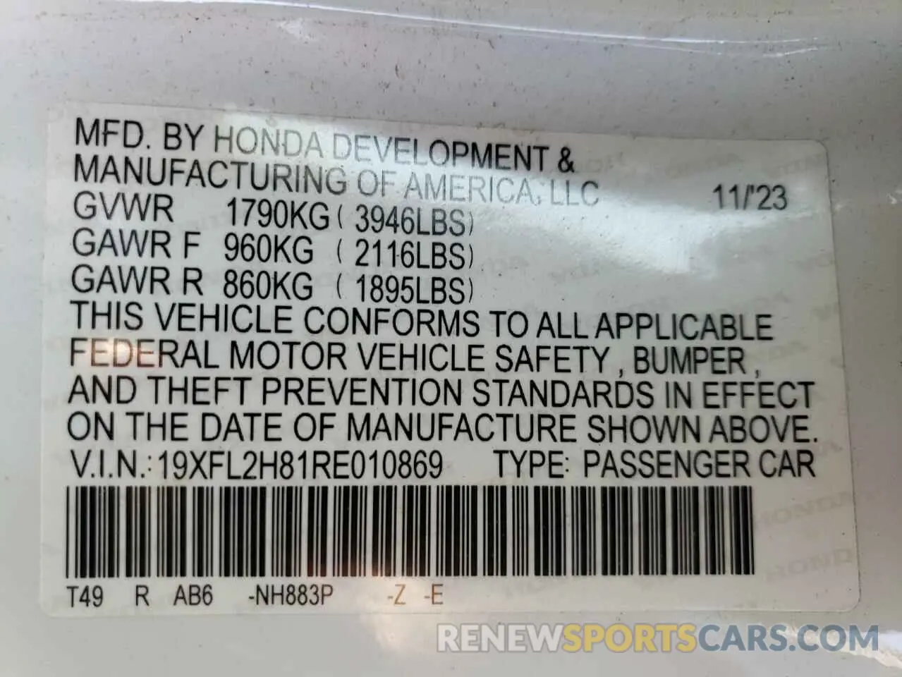 12 Photograph of a damaged car 19XFL2H81RE010869 HONDA CIVIC 2024