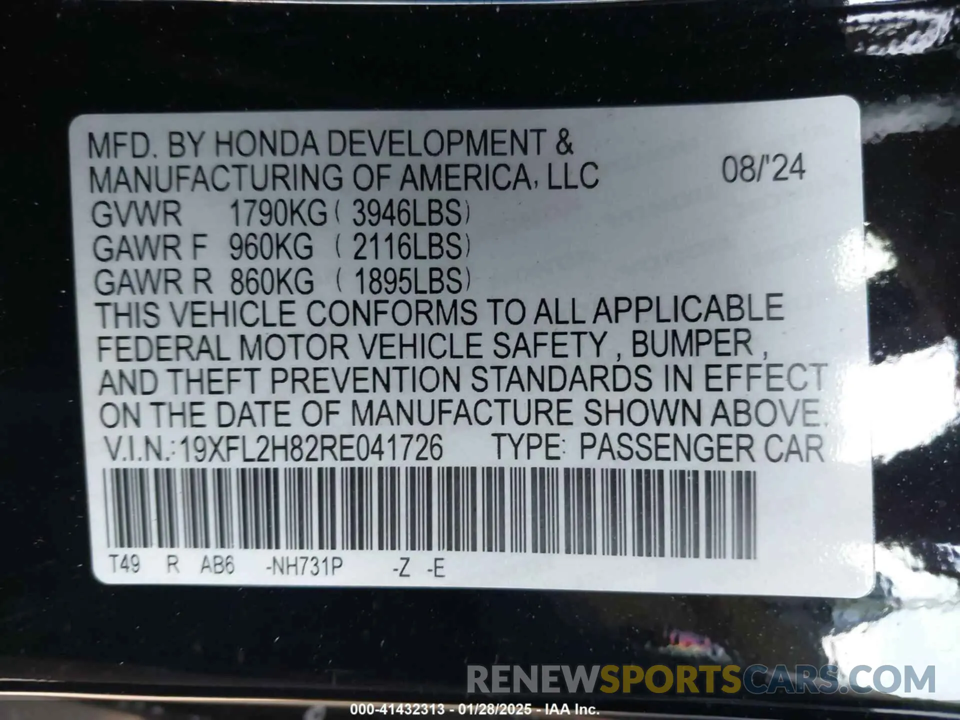 9 Photograph of a damaged car 19XFL2H82RE041726 HONDA CIVIC 2024