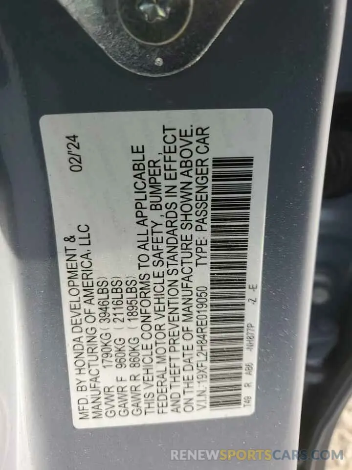 12 Photograph of a damaged car 19XFL2H84RE019050 HONDA CIVIC 2024