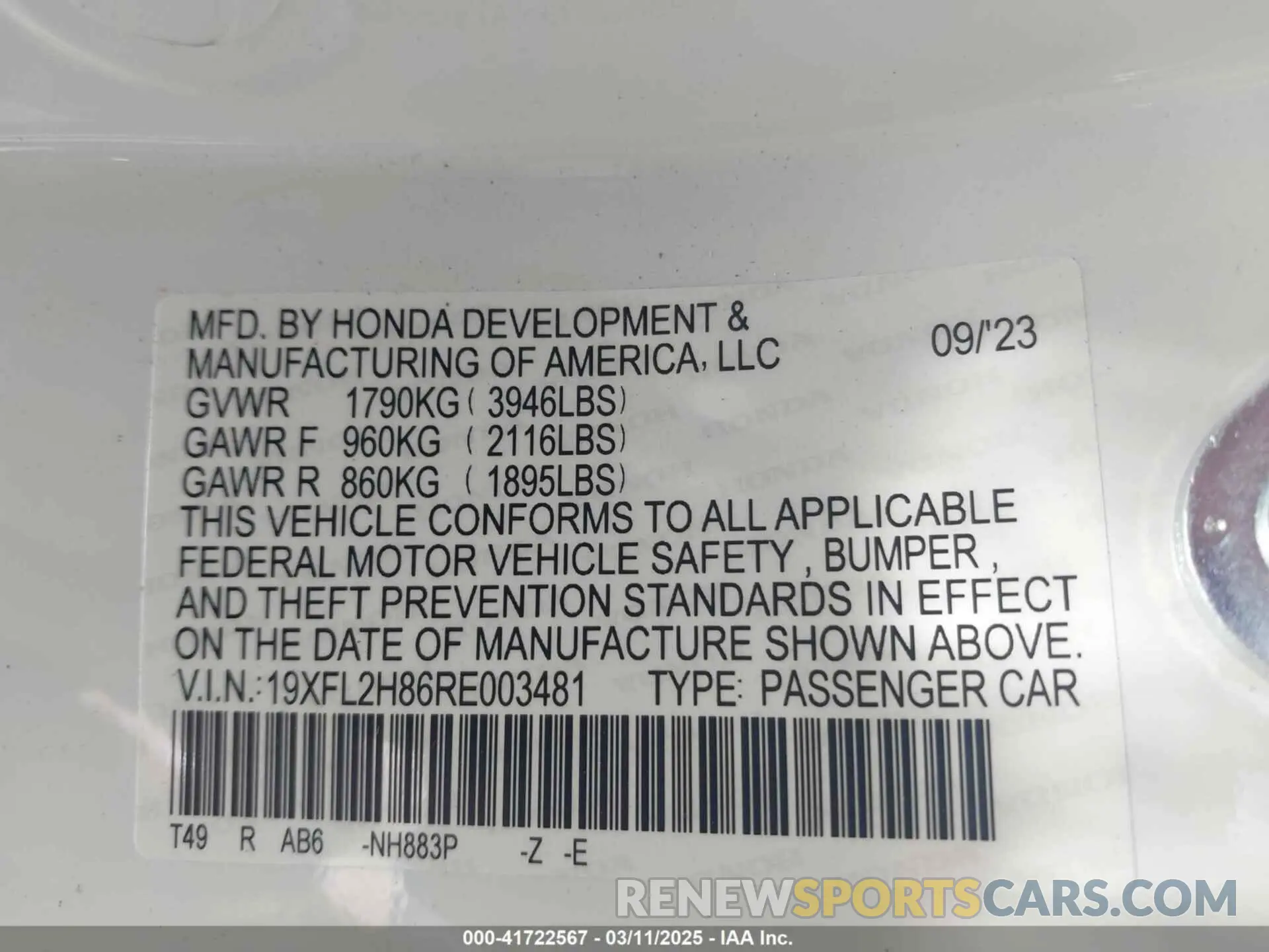 9 Photograph of a damaged car 19XFL2H86RE003481 HONDA CIVIC 2024