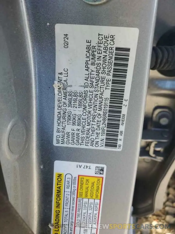 13 Photograph of a damaged car 19XFL2H86RE019115 HONDA CIVIC 2024