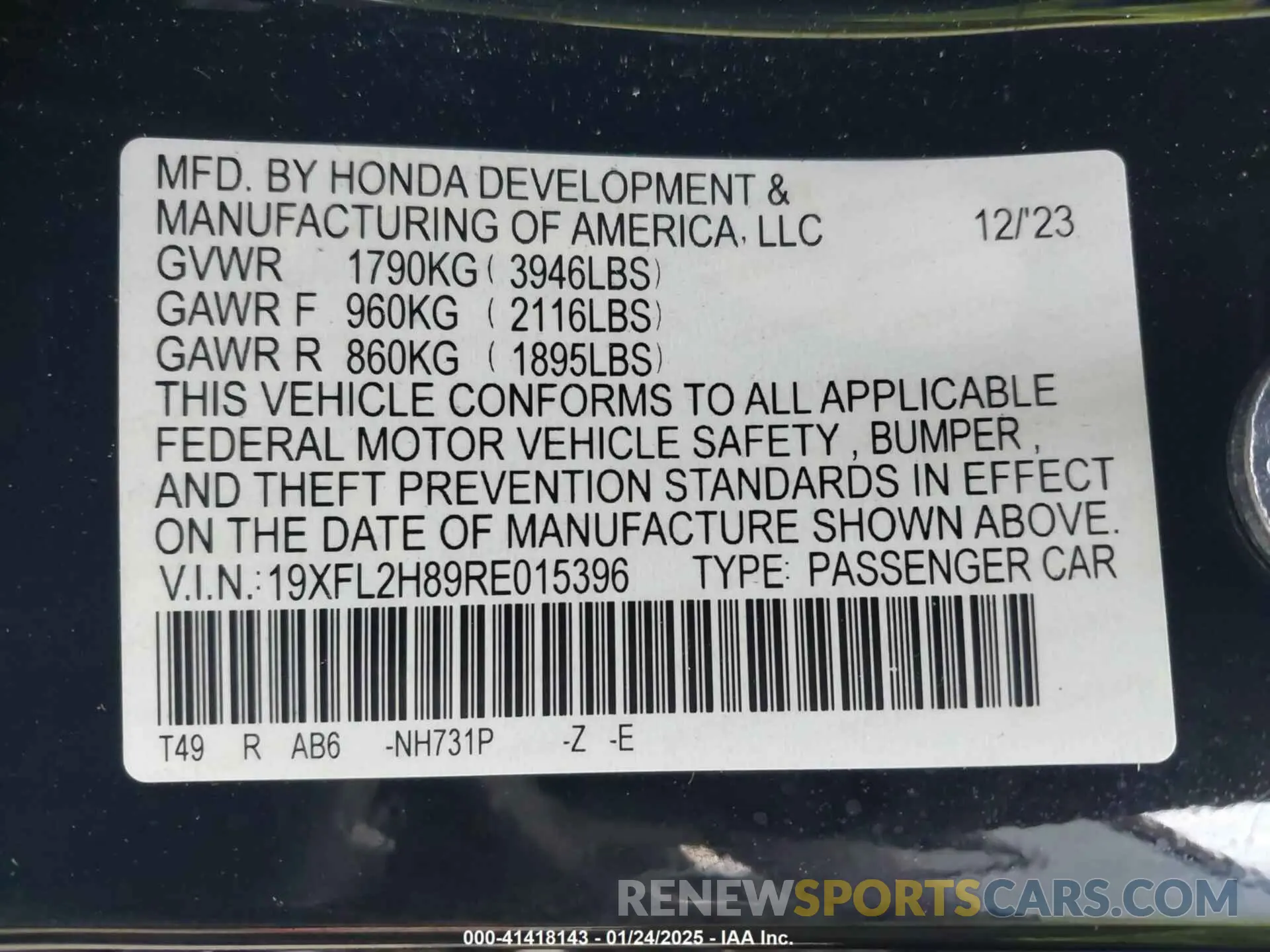 9 Photograph of a damaged car 19XFL2H89RE015396 HONDA CIVIC 2024