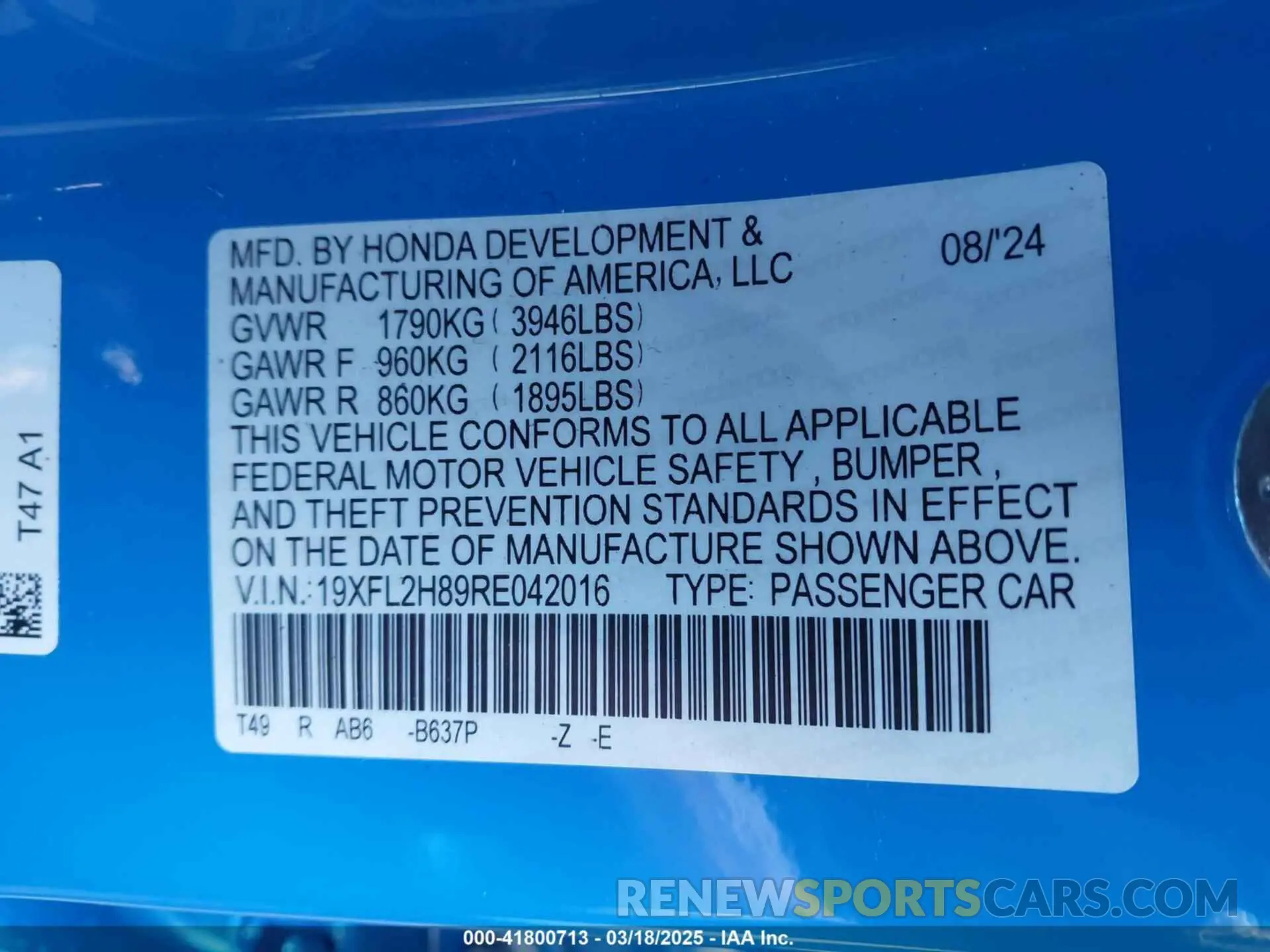 9 Photograph of a damaged car 19XFL2H89RE042016 HONDA CIVIC 2024