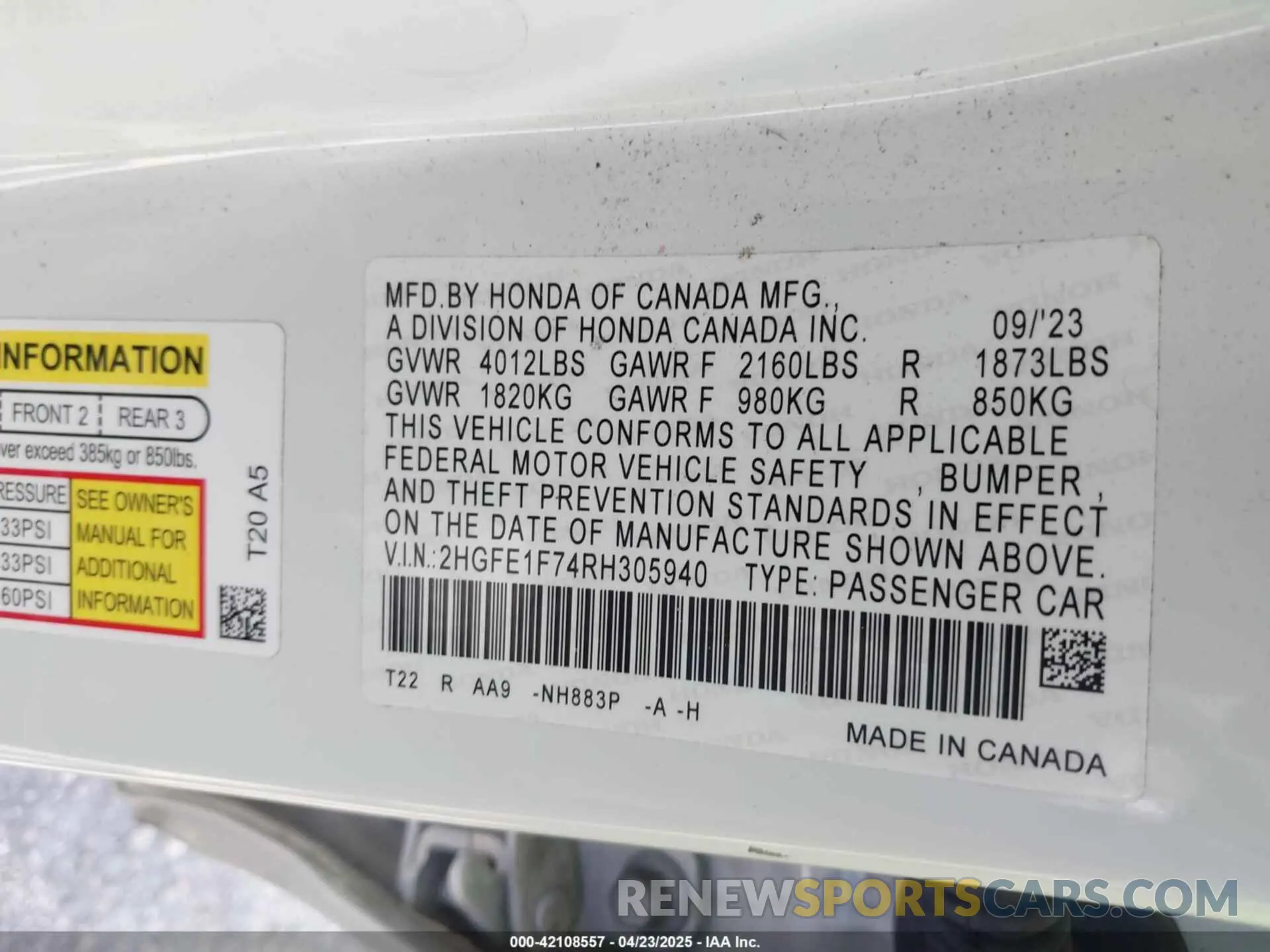 9 Photograph of a damaged car 2HGFE1F74RH305940 HONDA CIVIC 2024