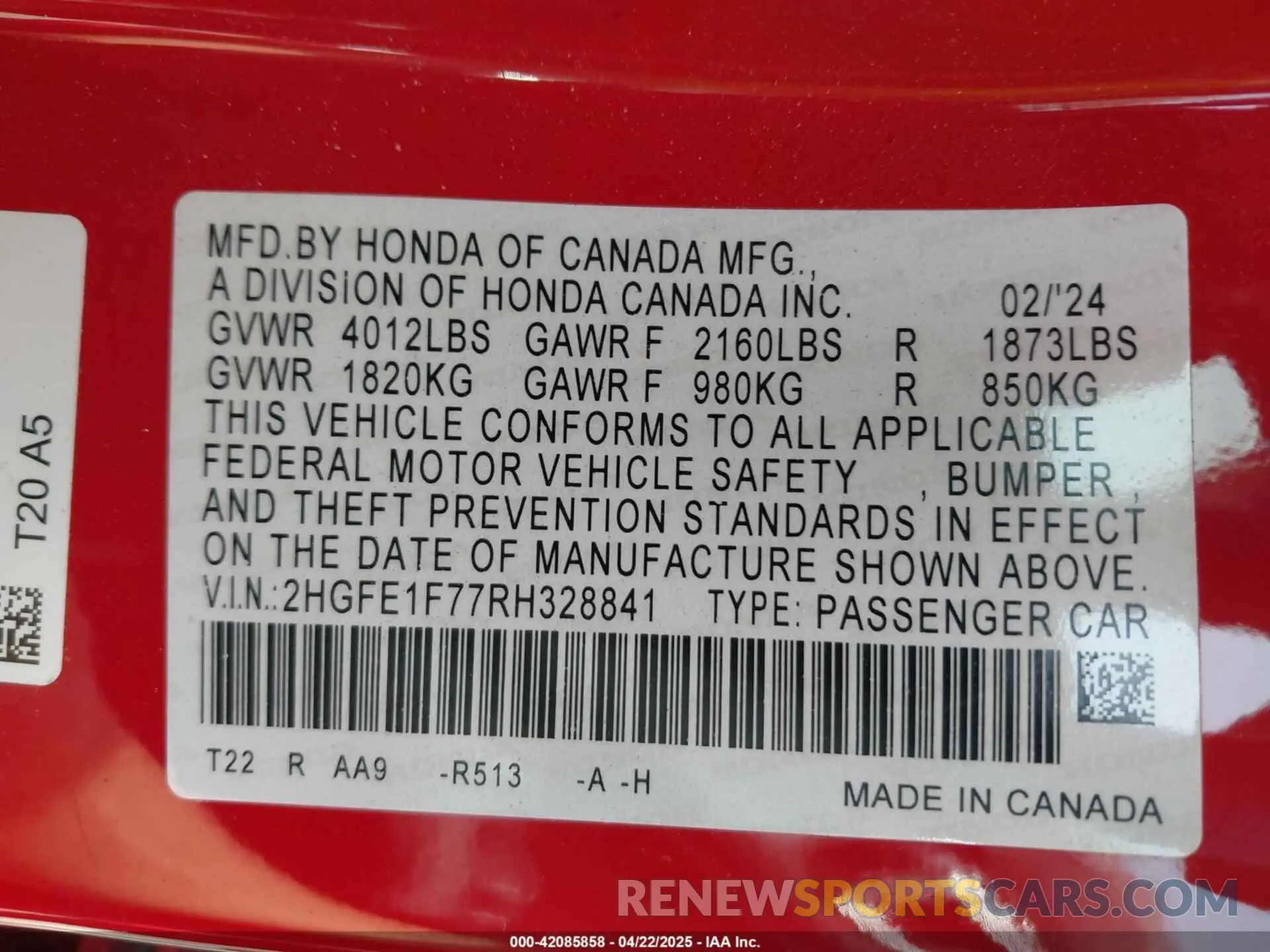 9 Photograph of a damaged car 2HGFE1F77RH328841 HONDA CIVIC 2024