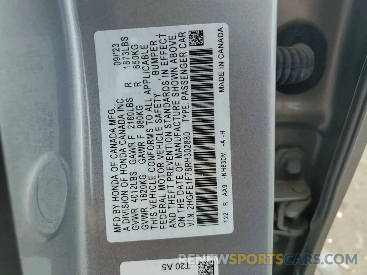 12 Photograph of a damaged car 2HGFE1F78RH302880 HONDA CIVIC 2024