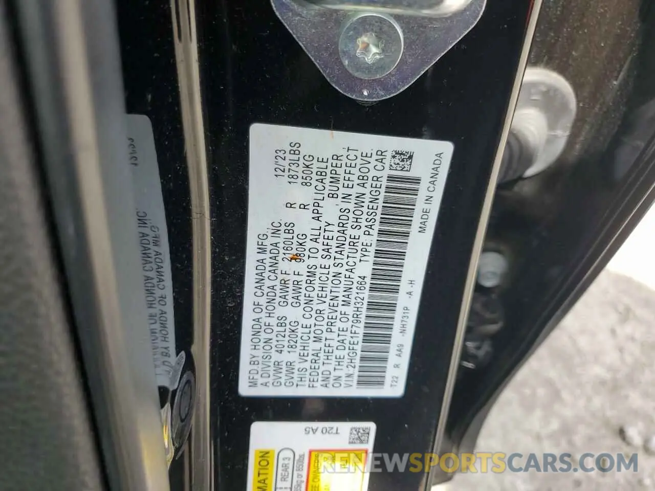 12 Photograph of a damaged car 2HGFE1F79RH321664 HONDA CIVIC 2024