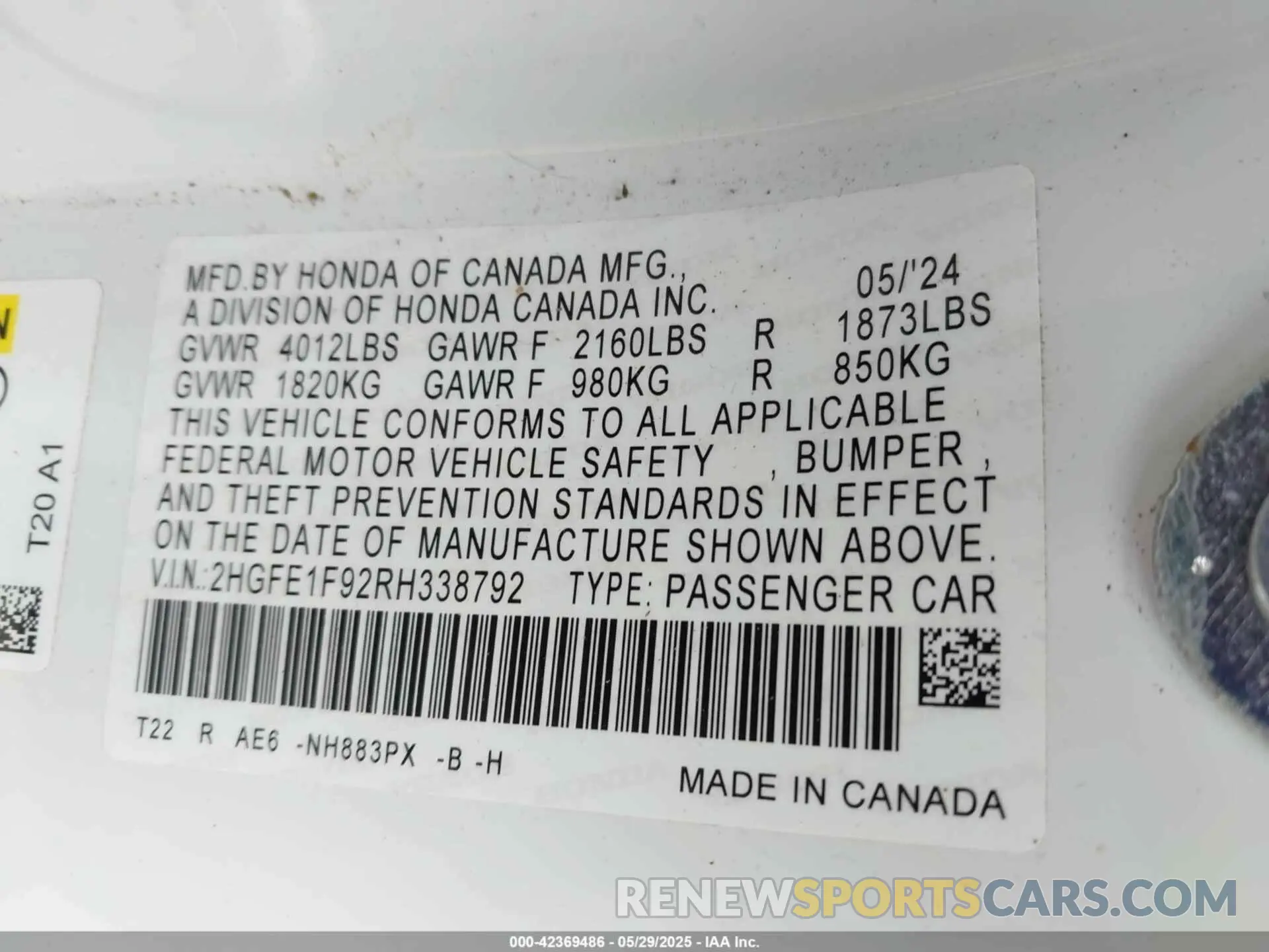 9 Photograph of a damaged car 2HGFE1F92RH338792 HONDA CIVIC 2024