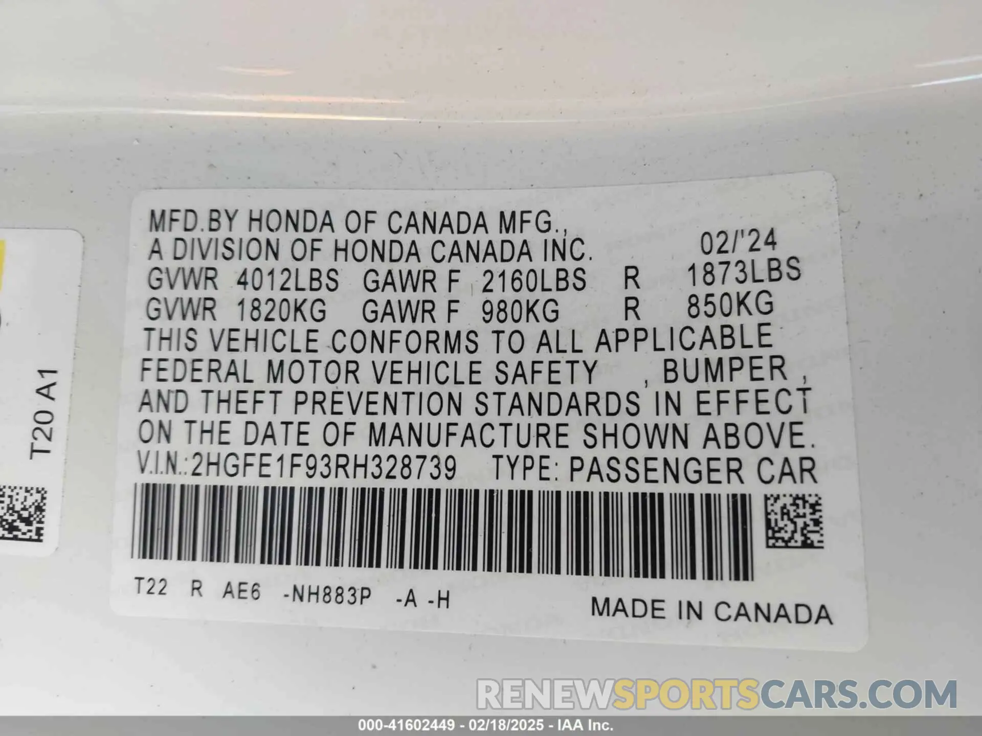 9 Photograph of a damaged car 2HGFE1F93RH328739 HONDA CIVIC 2024