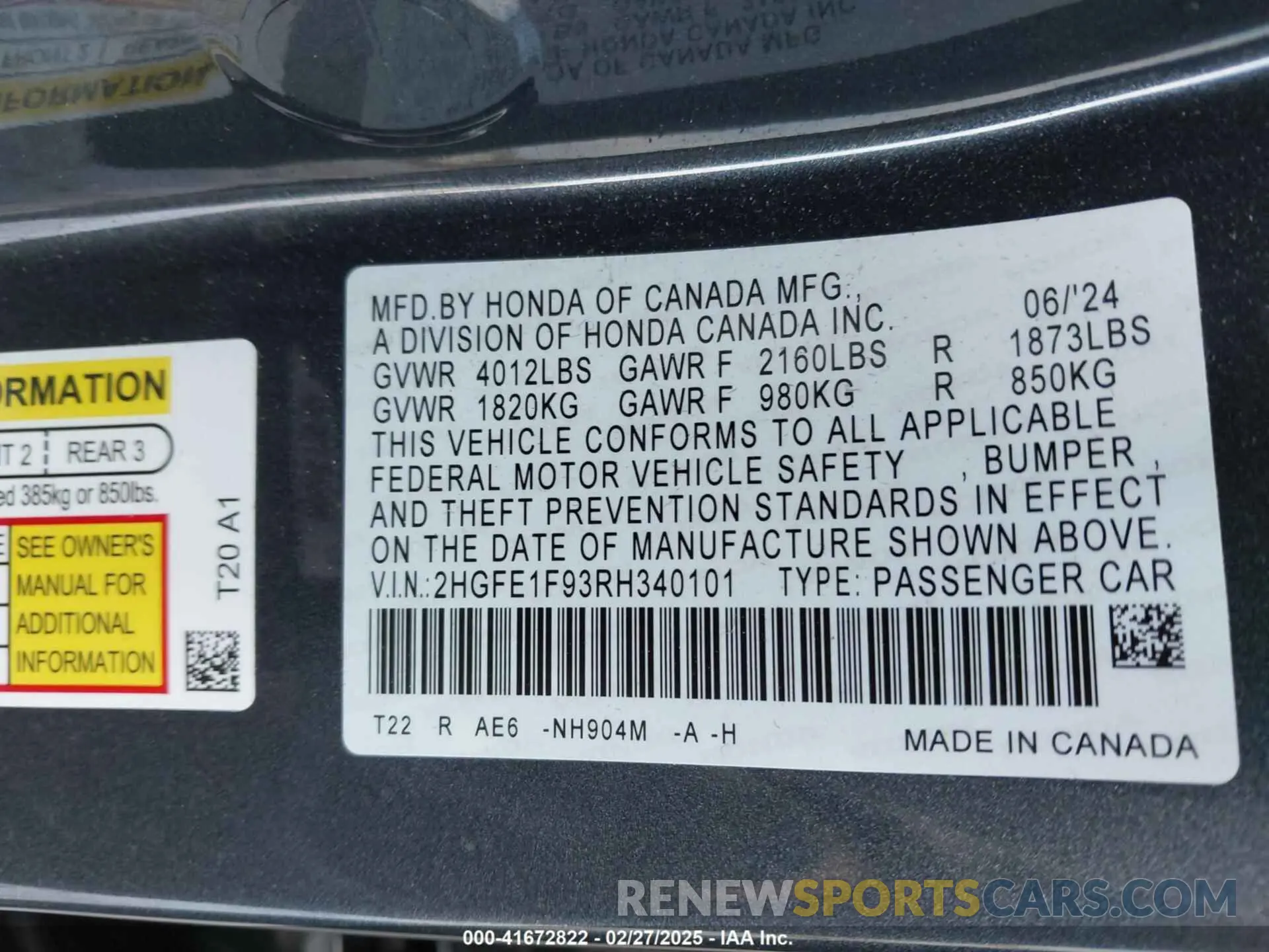 9 Photograph of a damaged car 2HGFE1F93RH340101 HONDA CIVIC 2024