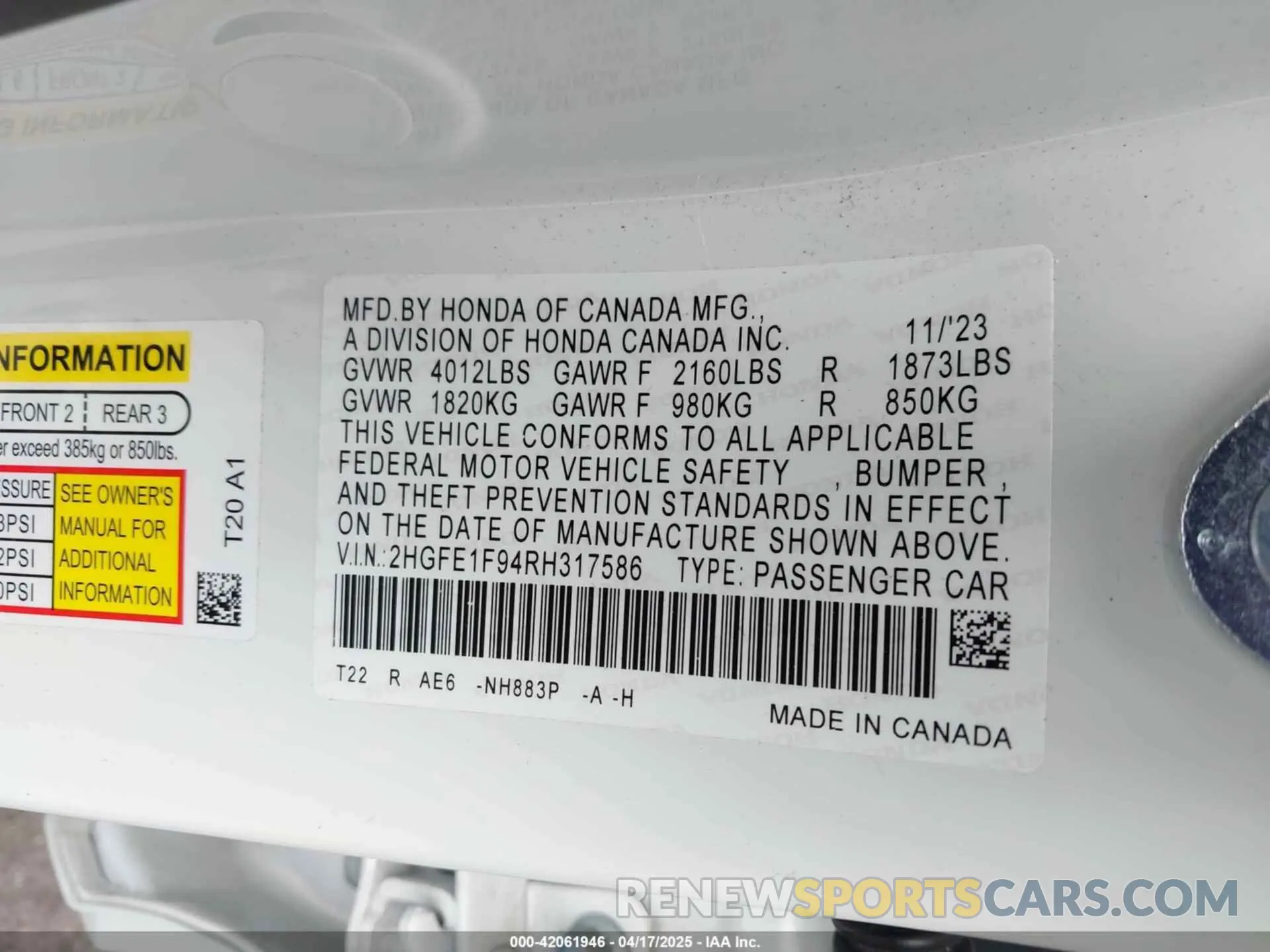 9 Photograph of a damaged car 2HGFE1F94RH317586 HONDA CIVIC 2024