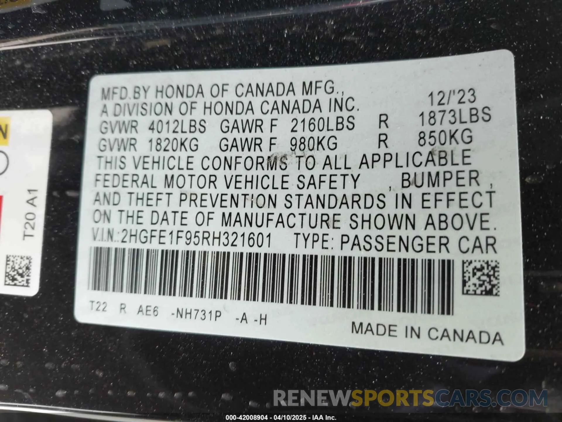9 Photograph of a damaged car 2HGFE1F95RH321601 HONDA CIVIC 2024